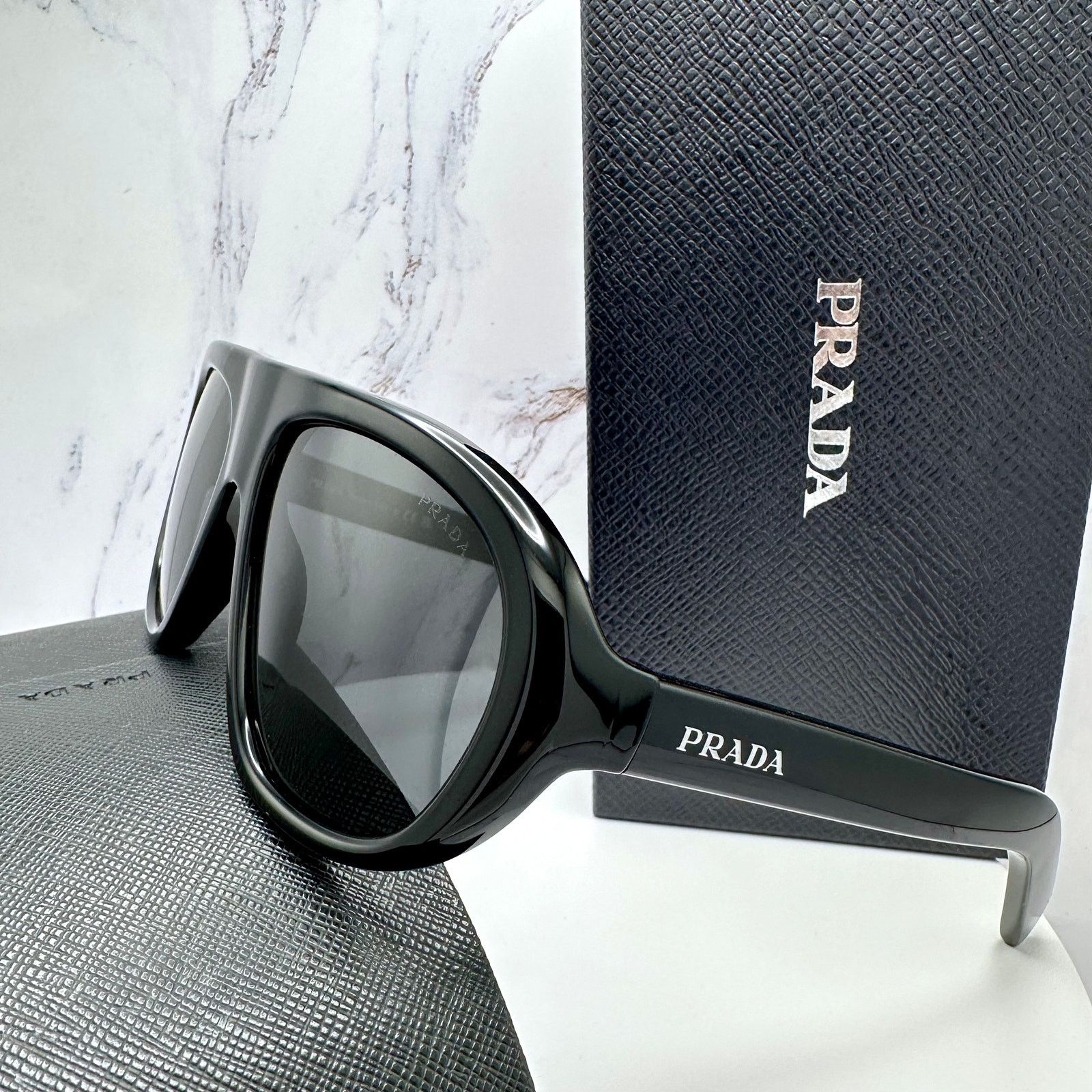 Prada New PRADA Sunglasses Black 2025 Collection Aviator Shield Size ONE SIZE - 15 Thumbnail