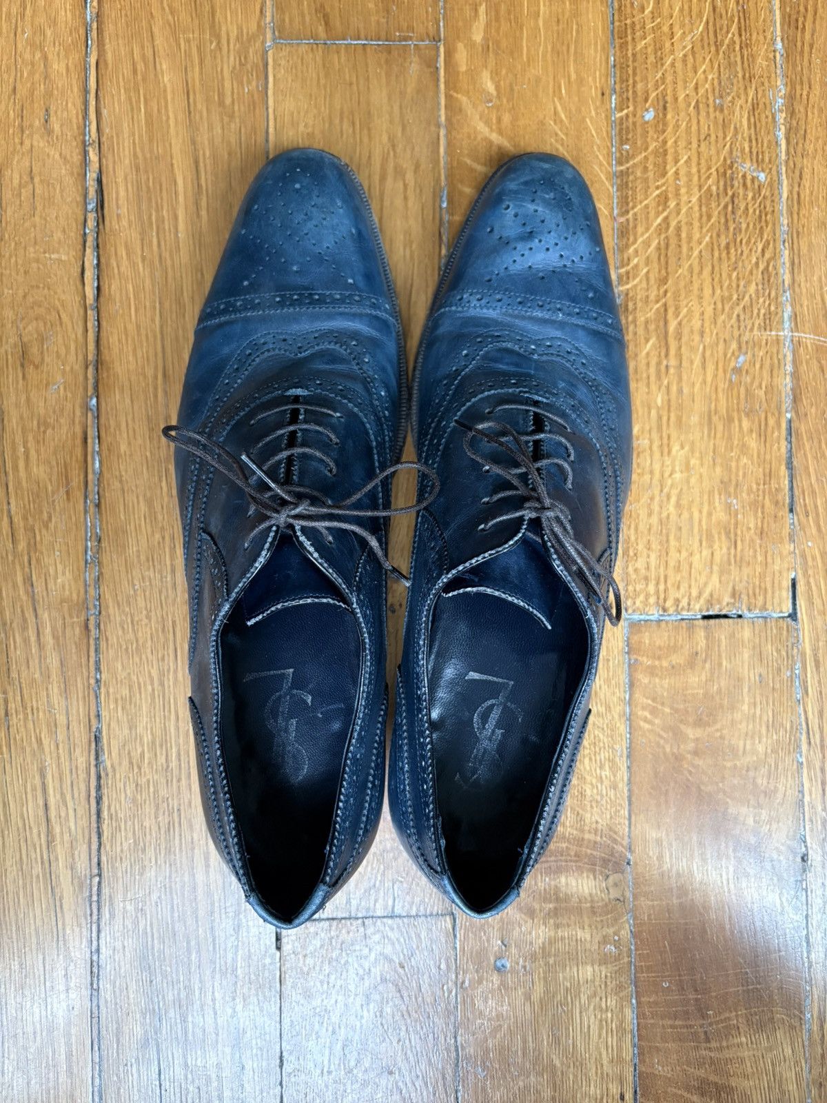 Yves Saint Laurent Yves Saint Laurent YSL Brogue Oxford Lacets Cuir Gris Lavé Size US 10 / EU 43 - 5 Thumbnail