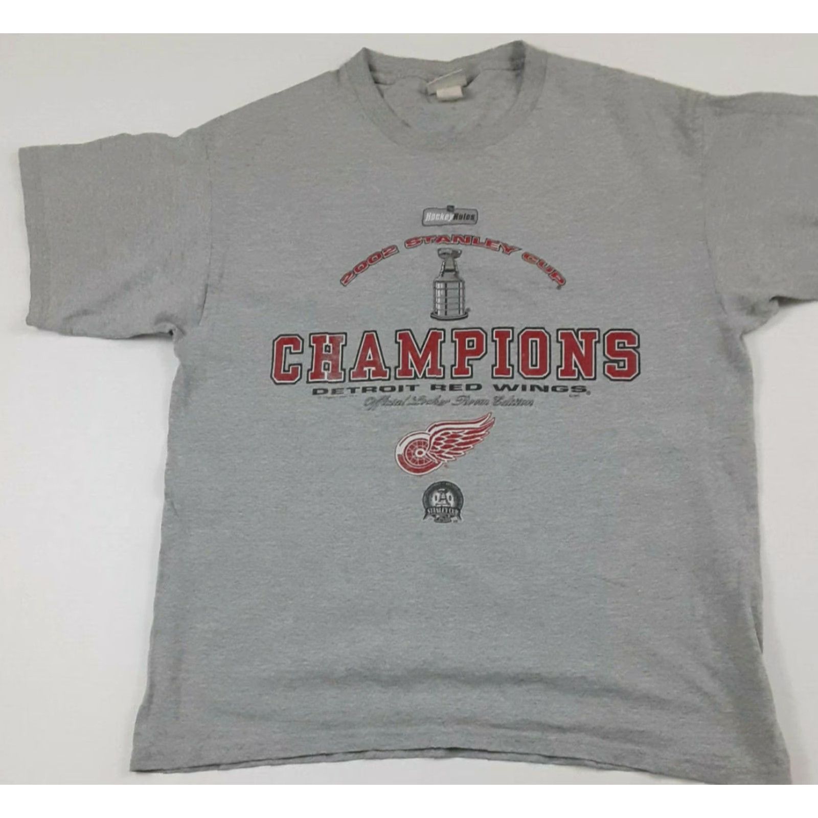 Lee VINTAGE Detroit Red Wings T-Shirt 2002 Champions Lee Sport Men L Gray Short Sleeve Graphic Sports Mens Size US L / EU 52-54 / 3 - 5 Thumbnail