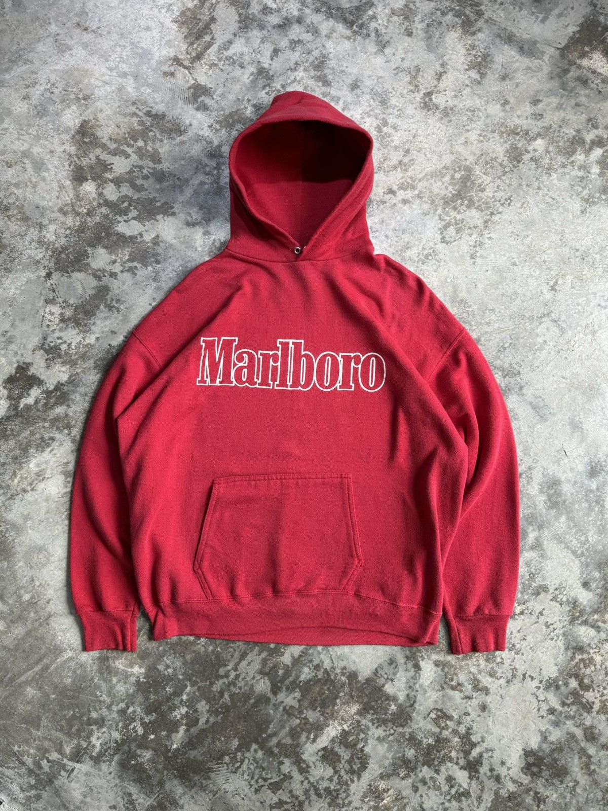 Image of Vintage 1990S Marlboro Logo Red Hoodie, Men's (Size XL)