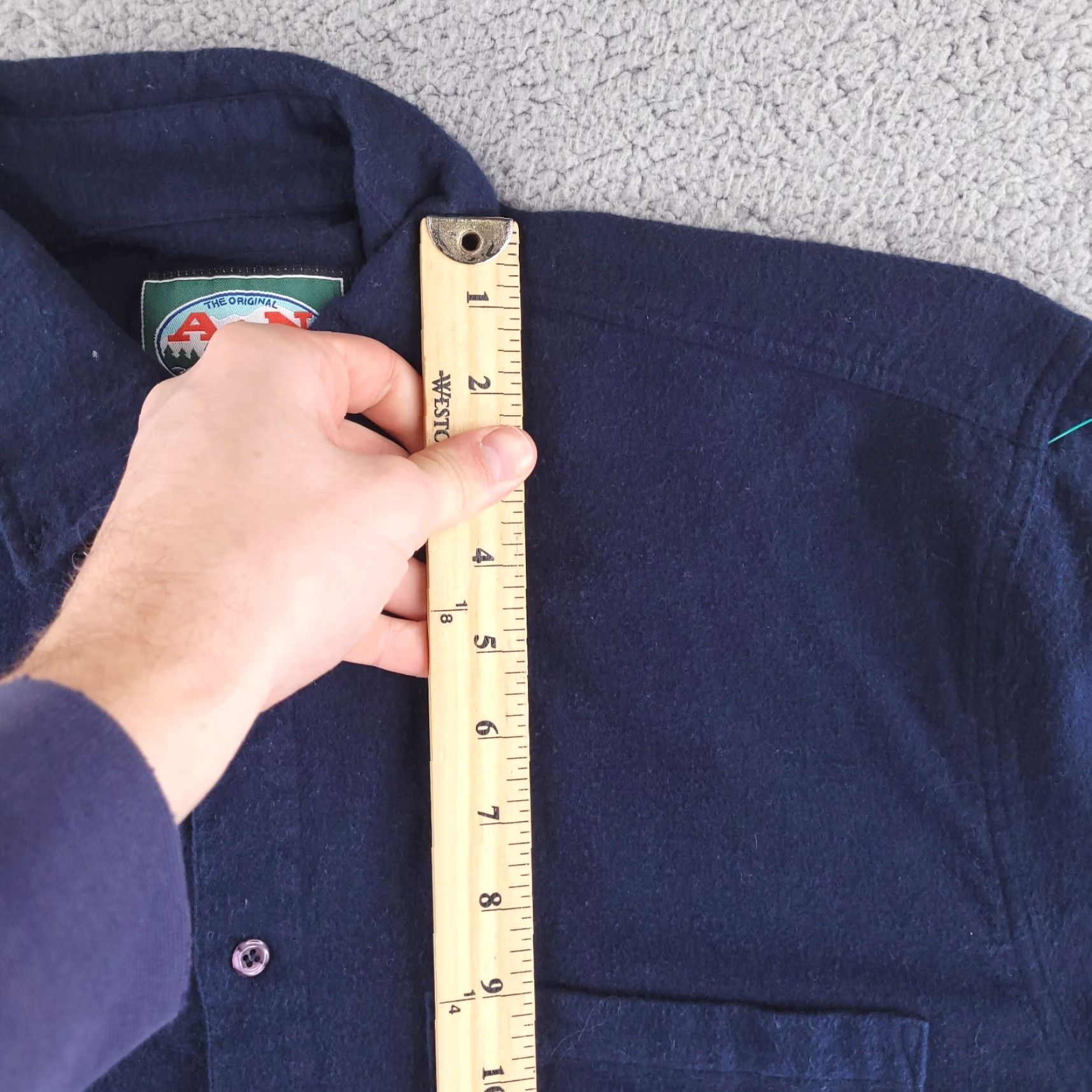 Vintage A&N Shirt Mens Large Flannel Navy Blue Chamois Cloth Long Sleeve Button Up Shirt Mens L Blue Flannel Button-Up Size US L / EU 52-54 / 3 - 7 Thumbnail