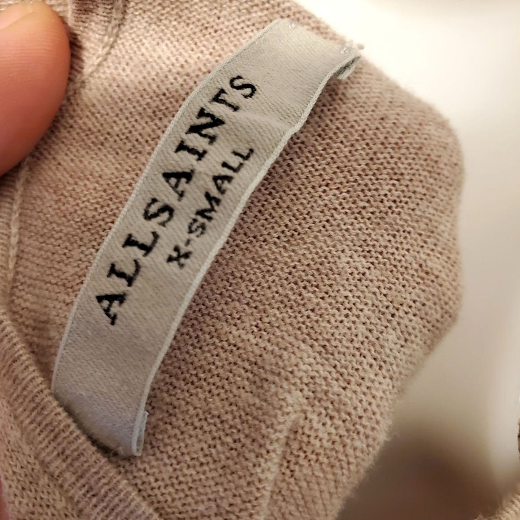 Allsaints All Saints Beige Sweater Knit XS Drape Wrap Ballet Long Sleeve Cowl Neck Dolman Sleeve Cotton Lightweight Oversized Relaxed Fit Pullover Women Size XS / US 0-2 / IT 36-38 - 6 Thumbnail