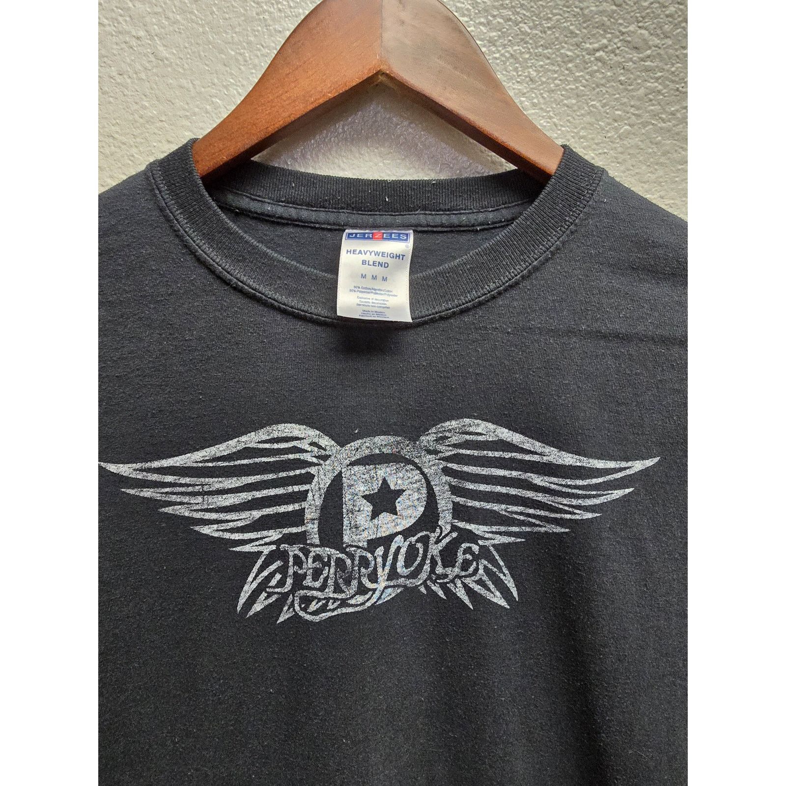 Jerzees Perryoke Shirt Sing With Me Black Tee Winged Star Graphic M Size US M / EU 48-50 / 2 - 2 Thumbnail