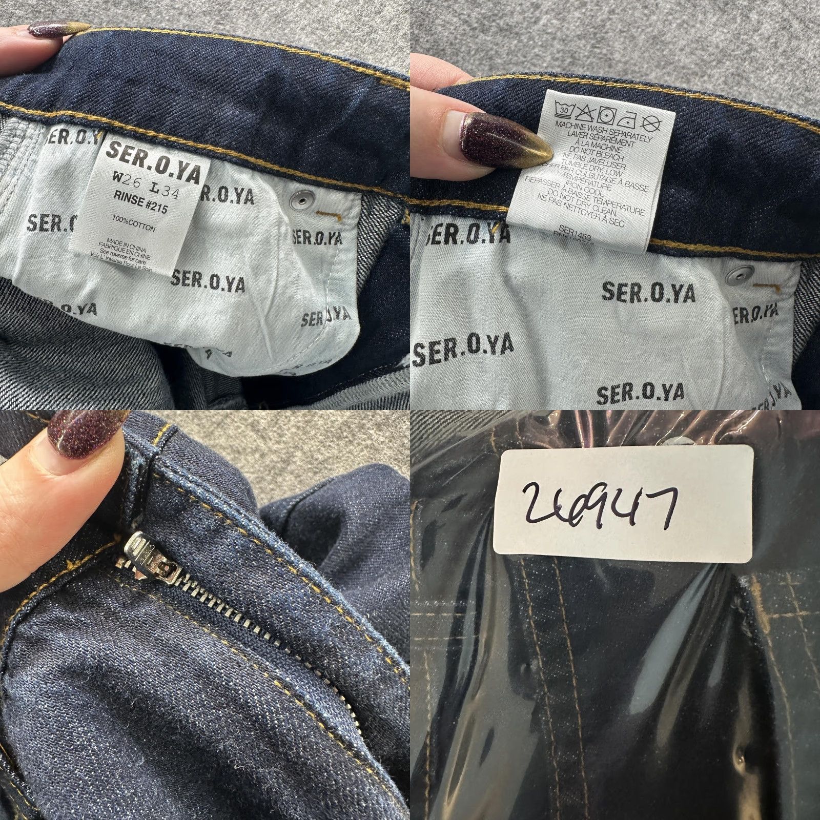 SER.O.YA SER.O.YA Jeans Womens 26 Blue Rinse High Rise Straight Selvedge Denim 5 Pocket Size 26" / US 2 / IT 38 - 10 Thumbnail