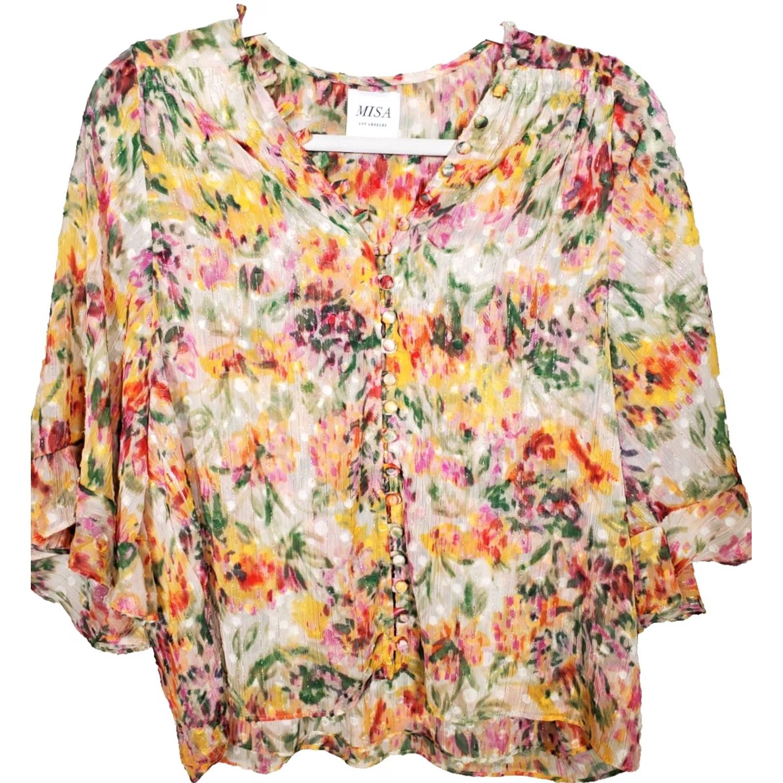 MISA Los Angeles Misa Los Angeles Top Womens S Para Bahara Floral Print Chiffon Women Size Size S / US 4 / IT 40 - 6 Thumbnail