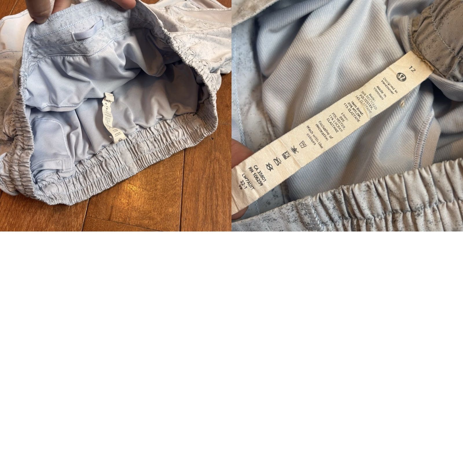 Lululemon VINTAGE Womens Lululemon Hotty Hot Low-Rise Lined Short 4" Gravel Dust Pastel Blue sz 12 Size 34" / US 12 / IT 48 - 8 Thumbnail