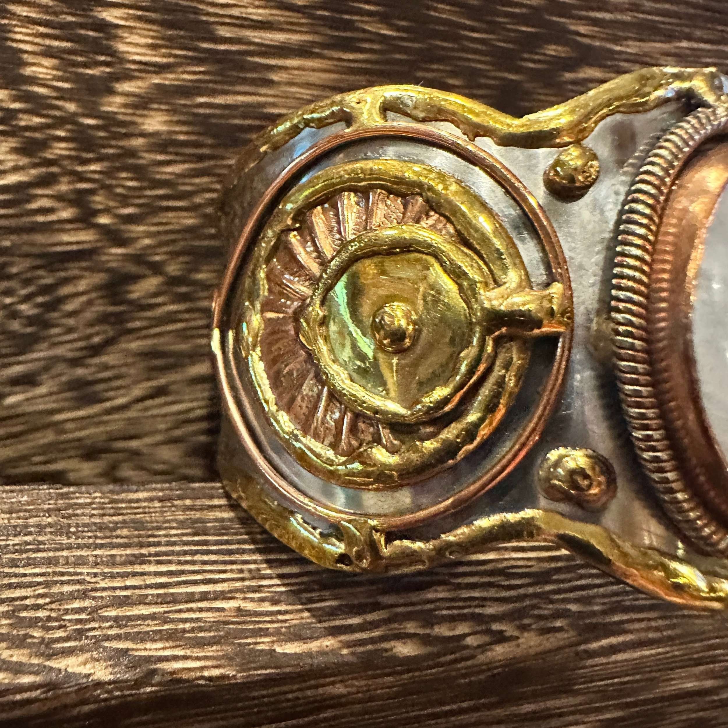 Other Artisan-Made 2-Inch Wide Cuff Bracelet with White Moonstone Size ONE SIZE - 5 Thumbnail