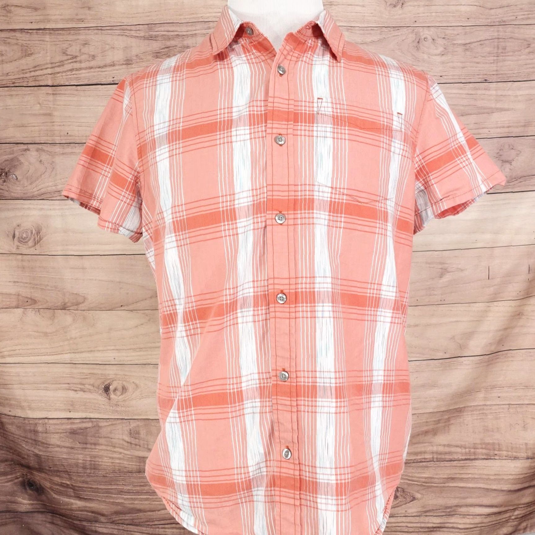 Prana Prana Shirt Mens Medium Orange Plaid Short Sleeve Button Front Casual Outdoor Size US M / EU 48-50 / 2 - 3 Thumbnail