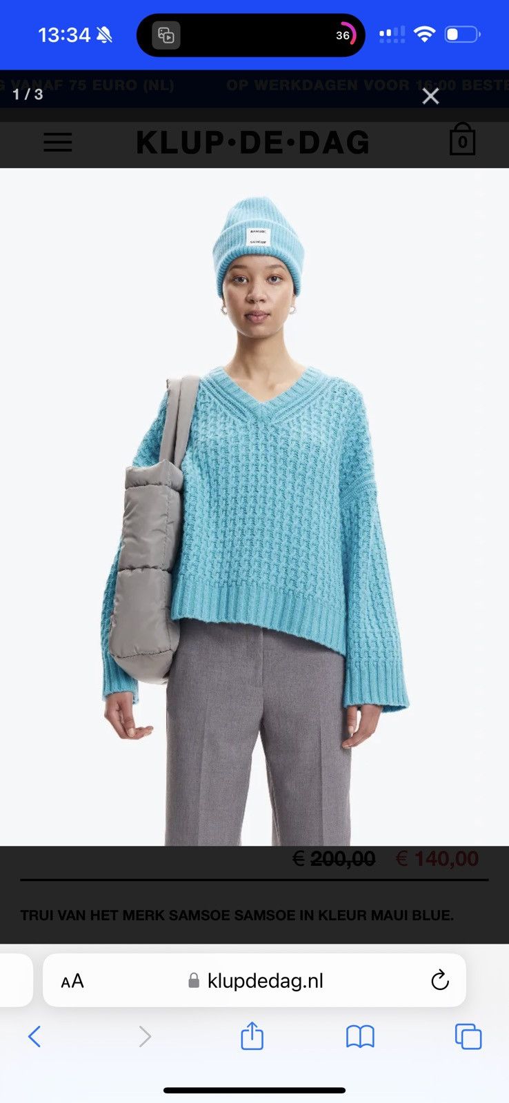 Samsoe Samsoe BNWOT SAMSOE SAMSOE M Light Blue Aline V neck knit wool Size M / US 6-8 / IT 42-44 - 7 Thumbnail