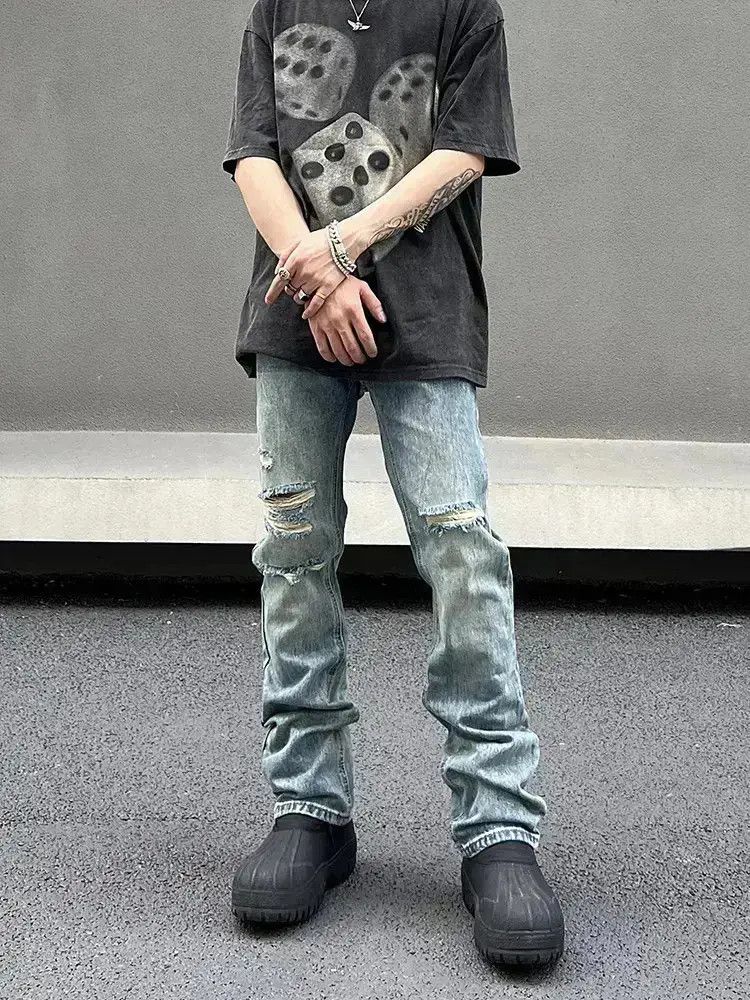 Japanese Brand Straight slim fit light distressed jeans Size US 32 / EU 48 - 4 Thumbnail