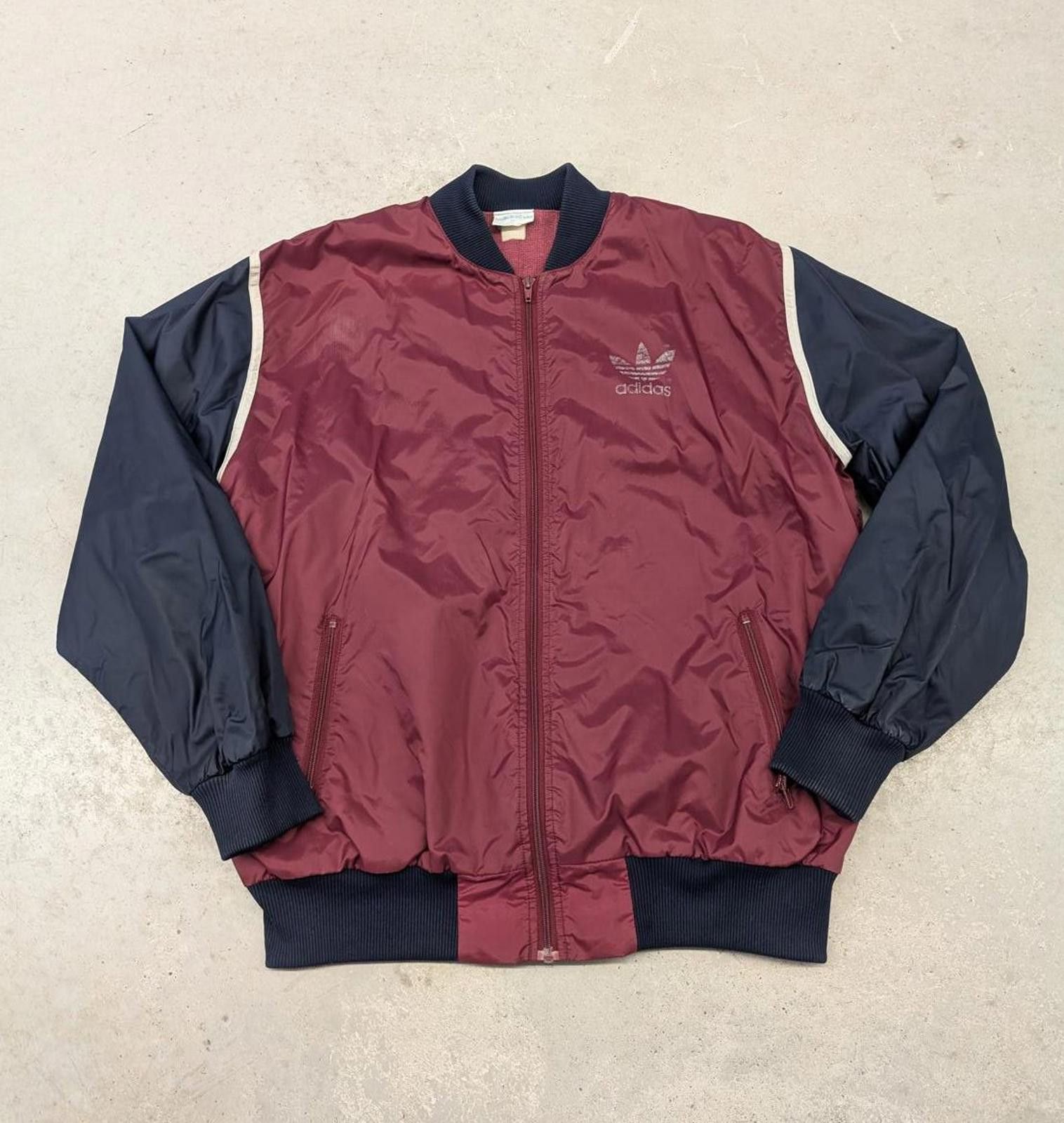 Adidas Vintage 80s Adidas Red and Navy Blue Lined Track Jacket Size US XL / EU 56 / 4 - 1 Thumbnail