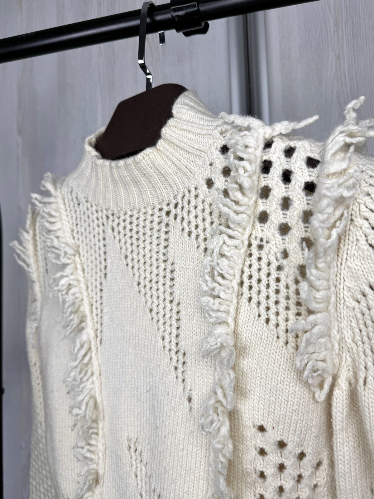 Mugler Mugler wool beige distressed deconstructed sweater size S Size S / US 4 / IT 40 - 8 Thumbnail