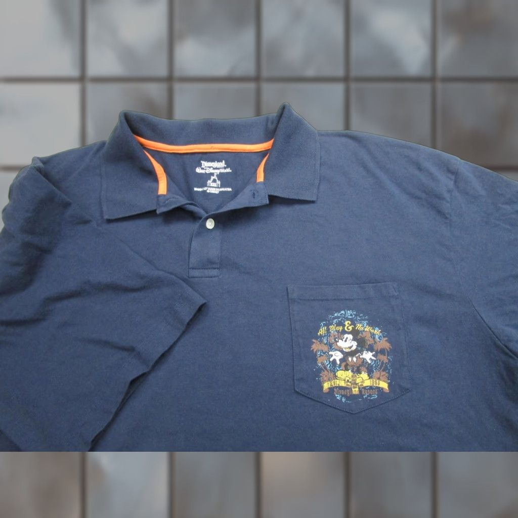 Disney VINTAGE Disneyland Resort Shirt Mickey Mouse Pocket Polo 1955 Theme Park 2XL Navy Mens Size US XXL / EU 58 / 5 - 1 Thumbnail