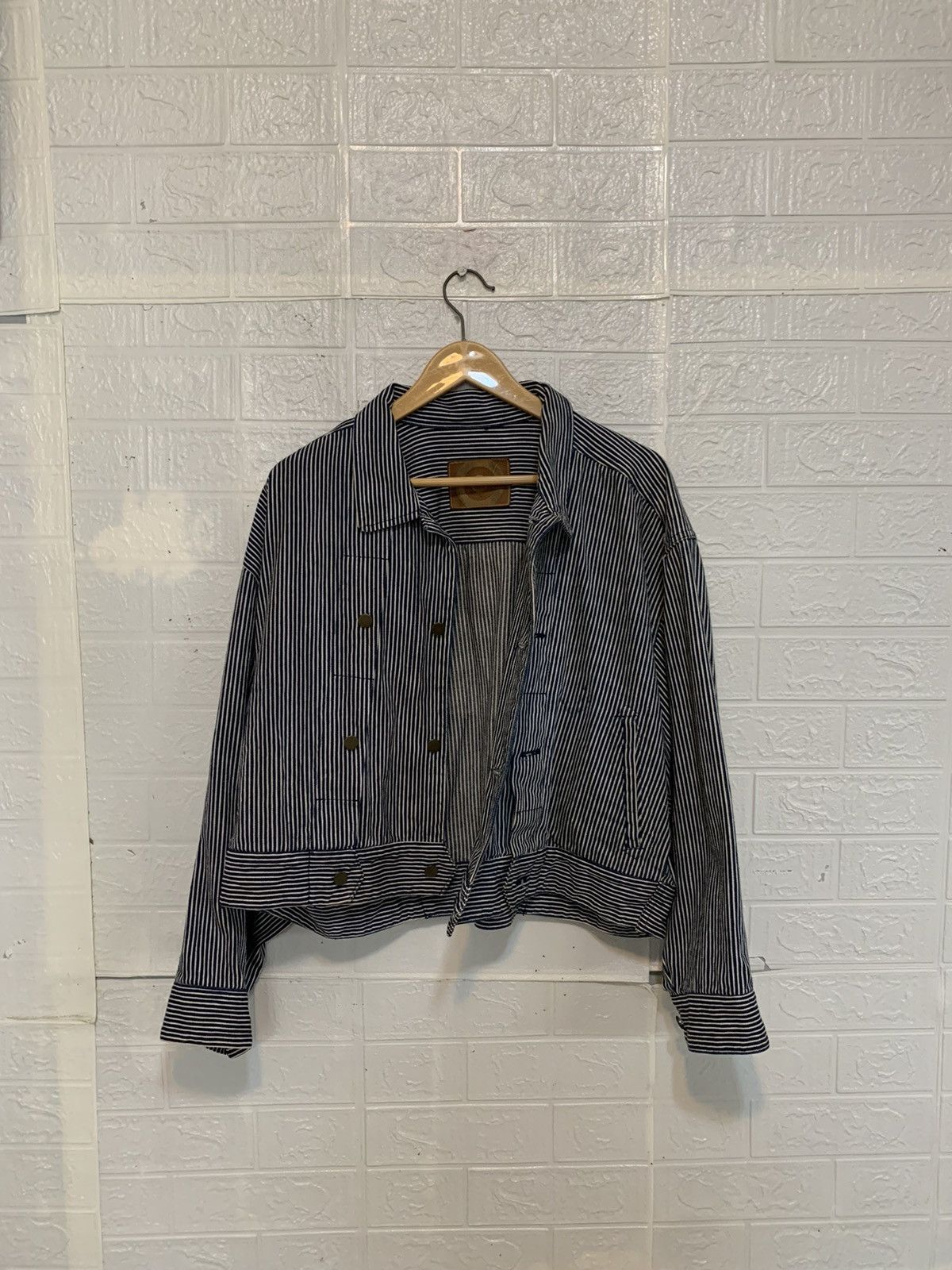 Issey Miyake Vintage Issey Miyake Hickory Stripe Asymemetrical Jacket Size US M / EU 48-50 / 2 - 1 Thumbnail