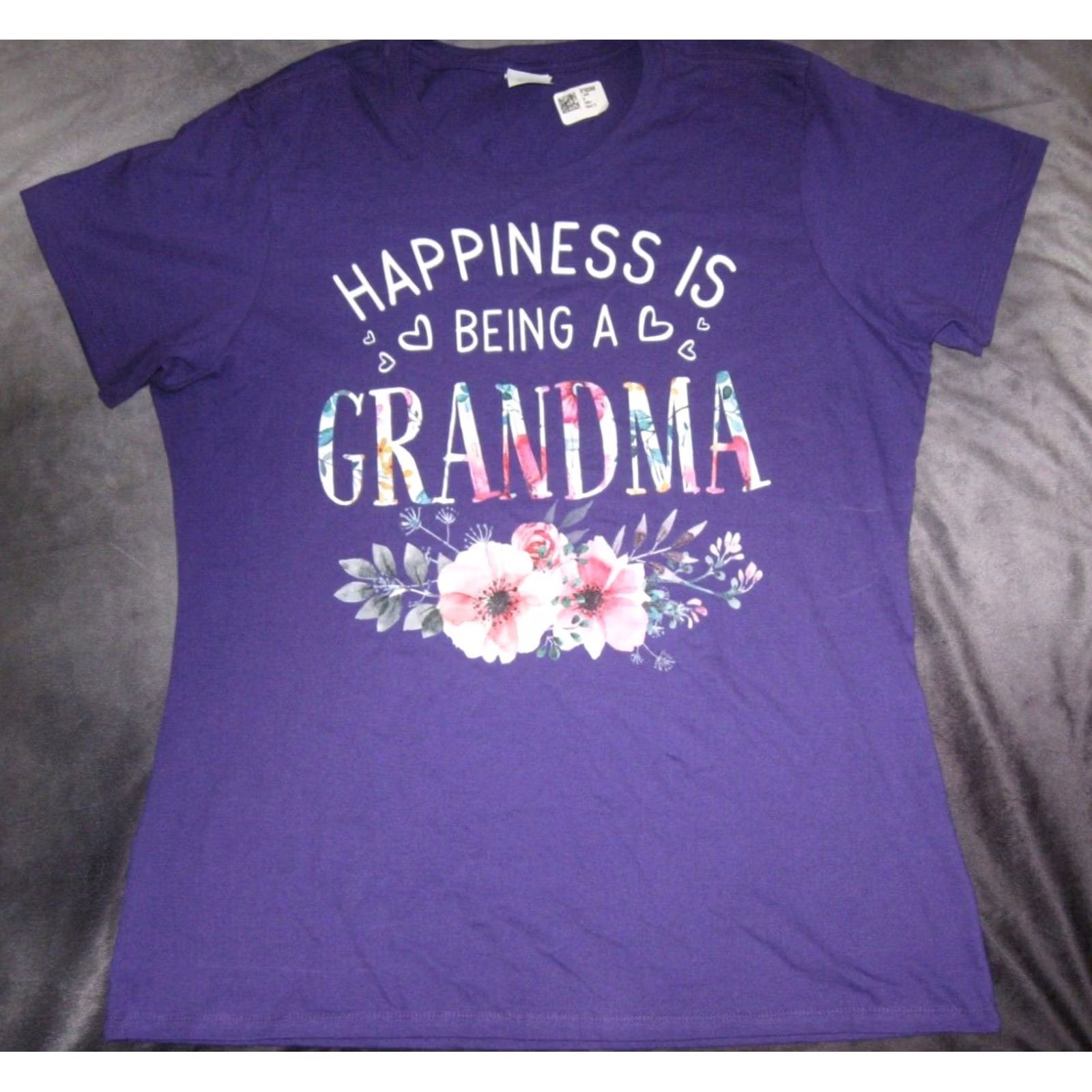 Vintage HAPPINESS IS Being A Grandma T Shirt XL Women's Purple Graphic Tee Family Cute Ladies Shirt Girls Womens Size XL / US 12-14 / IT 48-50 - 2 Thumbnail