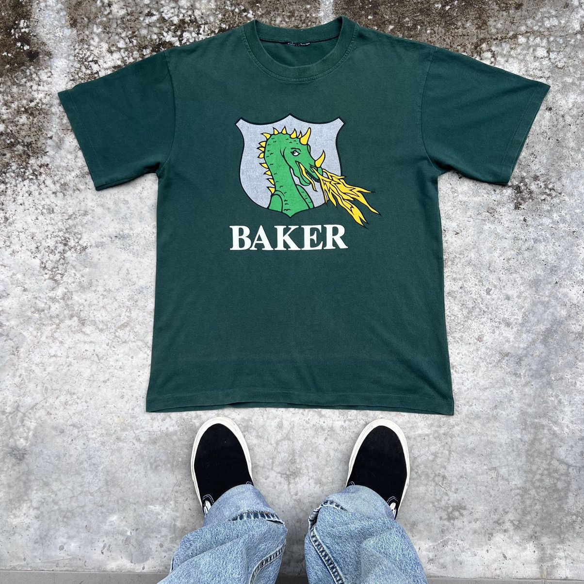 image of Skategang x Vintage Baker Skateboard Dragon Tee in Faded Green, Men's (Size Medium)