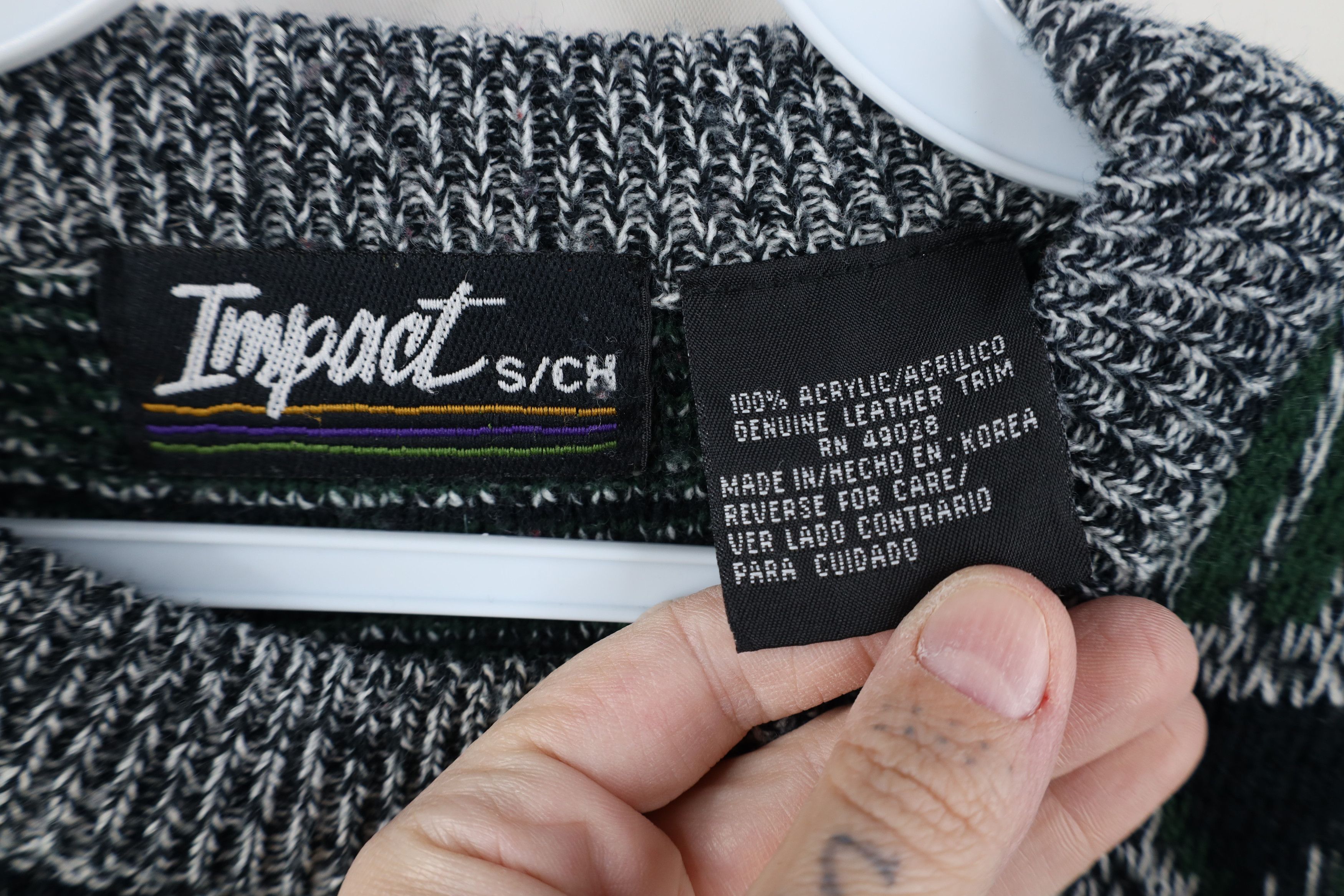 Vintage Vintage 90s Coogi Style Leather Trim Diamond Knit Sweater Size US S / EU 44-46 / 1 - 8 Thumbnail