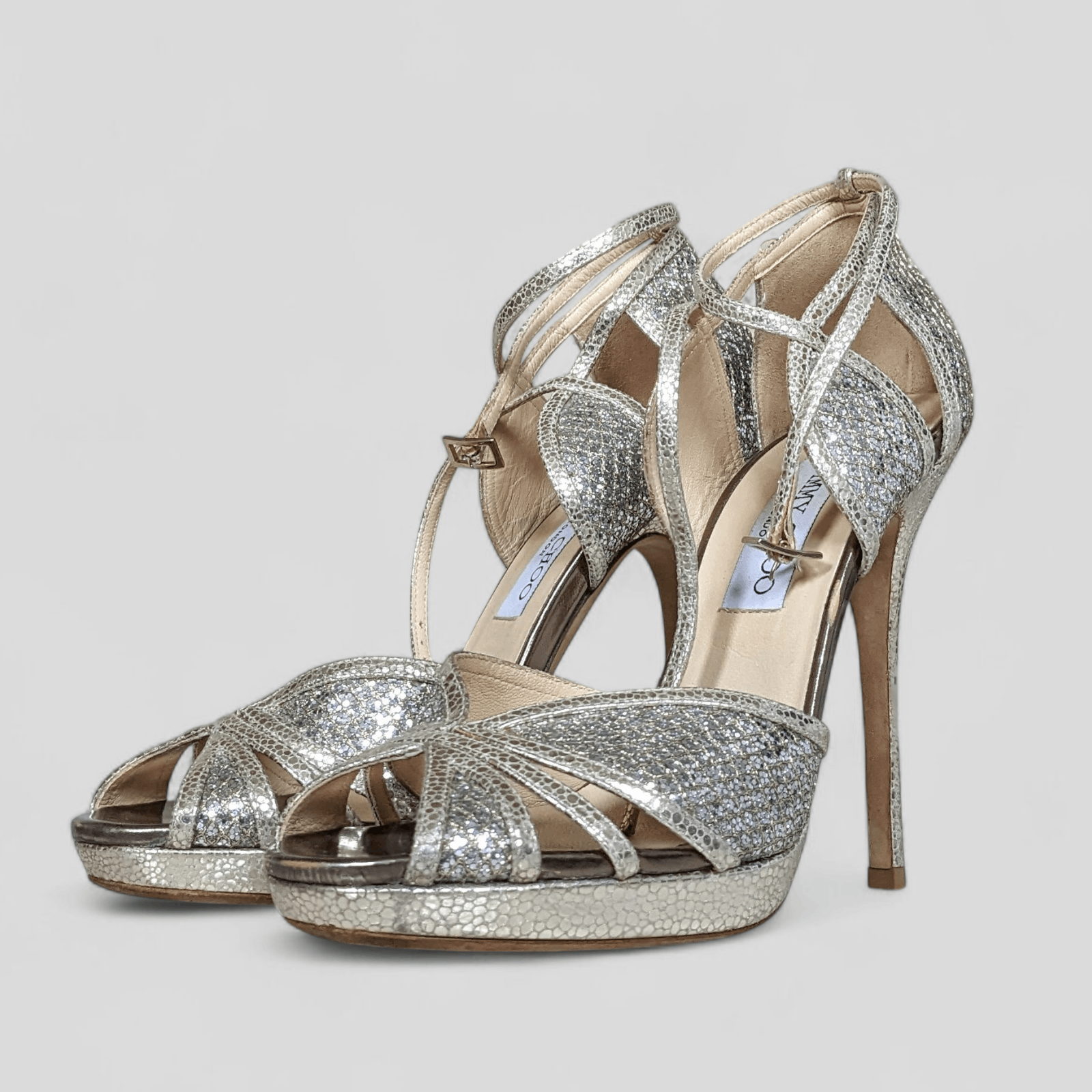 Jimmy Choo Jimmy Choo Glitter Strappy High Heel Sandals – Size 37.5 Size US 7.5 / IT 37.5 - 2 Thumbnail