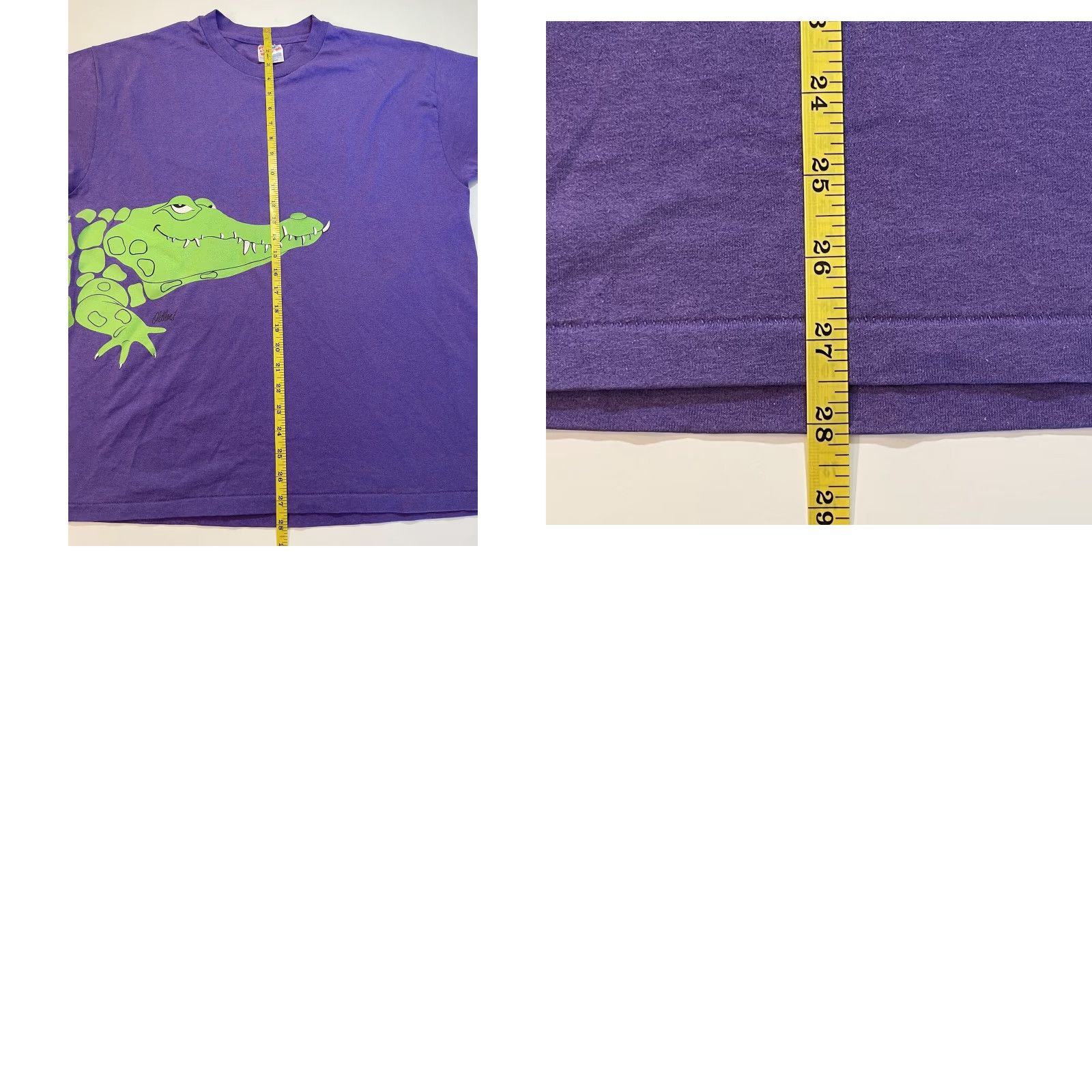 TEE JAYS VINTAGE Hanes 90s T Shirt Nature Gator Crocodile Alligator Single Stitch Sz XL Teejays Crew Neck Short Sleeve Graphic Logo Purple Men Size US XL / EU 56 / 4 - 8 Thumbnail