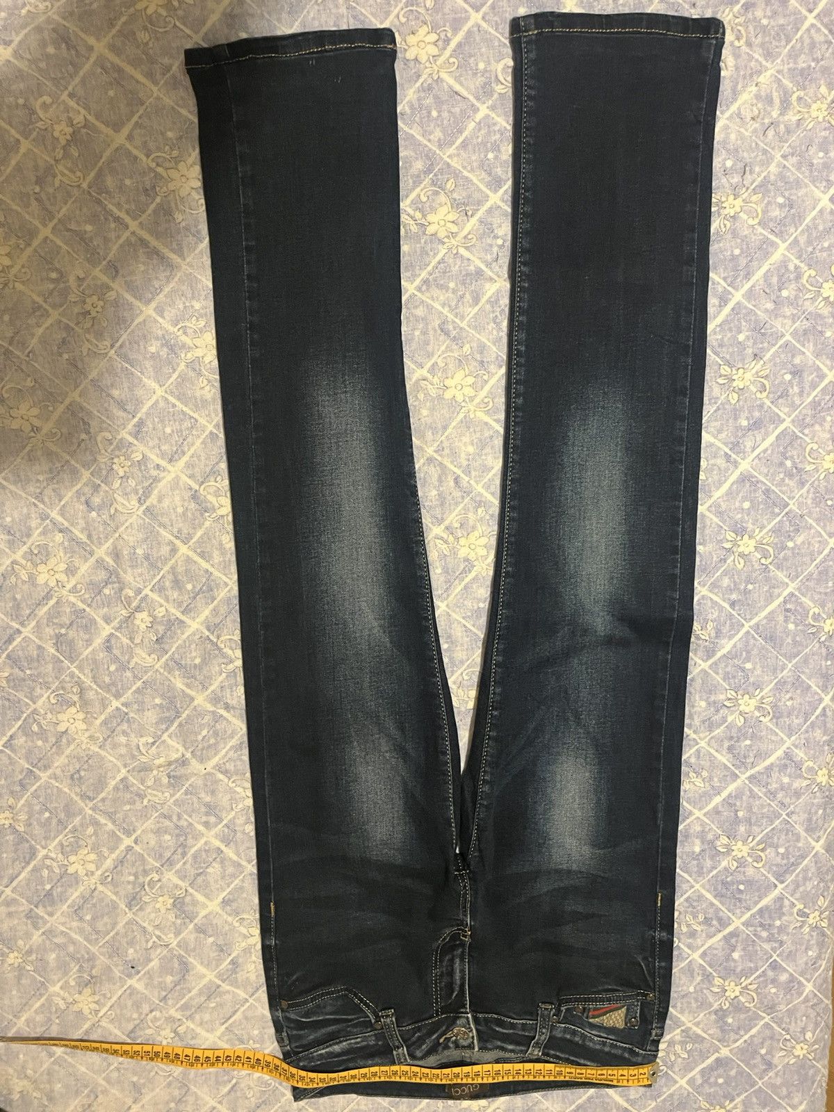 Gucci Gucci Blue Denim Slim-Fit Jeans Signature IT & Leather Detal Size 26" / US 2 / IT 38 - 11 Thumbnail