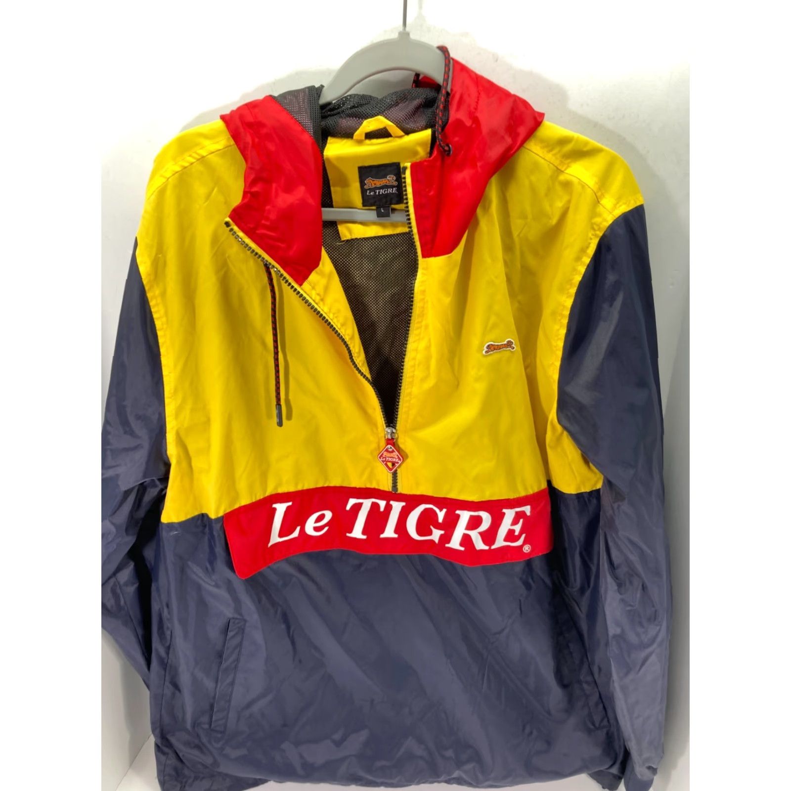 Logo 7 Le Tigre Windbreaker Jacket Mens L Multicolor Hooded 1/2 Zip Logo Long Sleeve Size US L / EU 52-54 / 3 - 3 Thumbnail