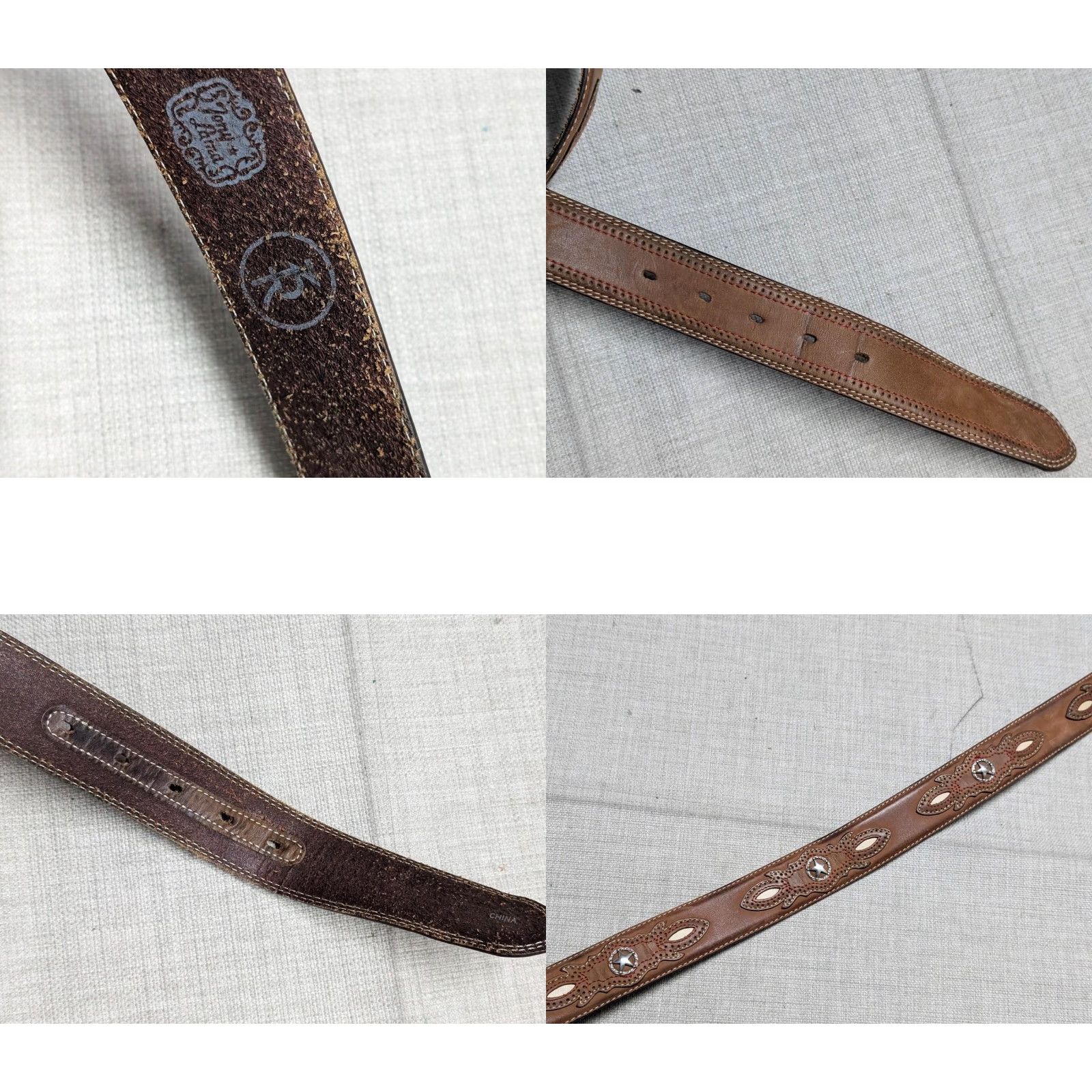 Tony Lama VINTAGE Tony Lama belt Concho western belt 32 brown leather Mens Belt Size 32 - 8 Thumbnail