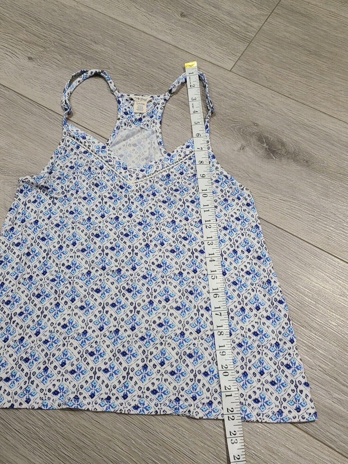 Lucky Brand Lucky Brand Tank Top Small Blue White Floral V Neck Cotton Size S / US 4 / IT 40 - 5 Thumbnail