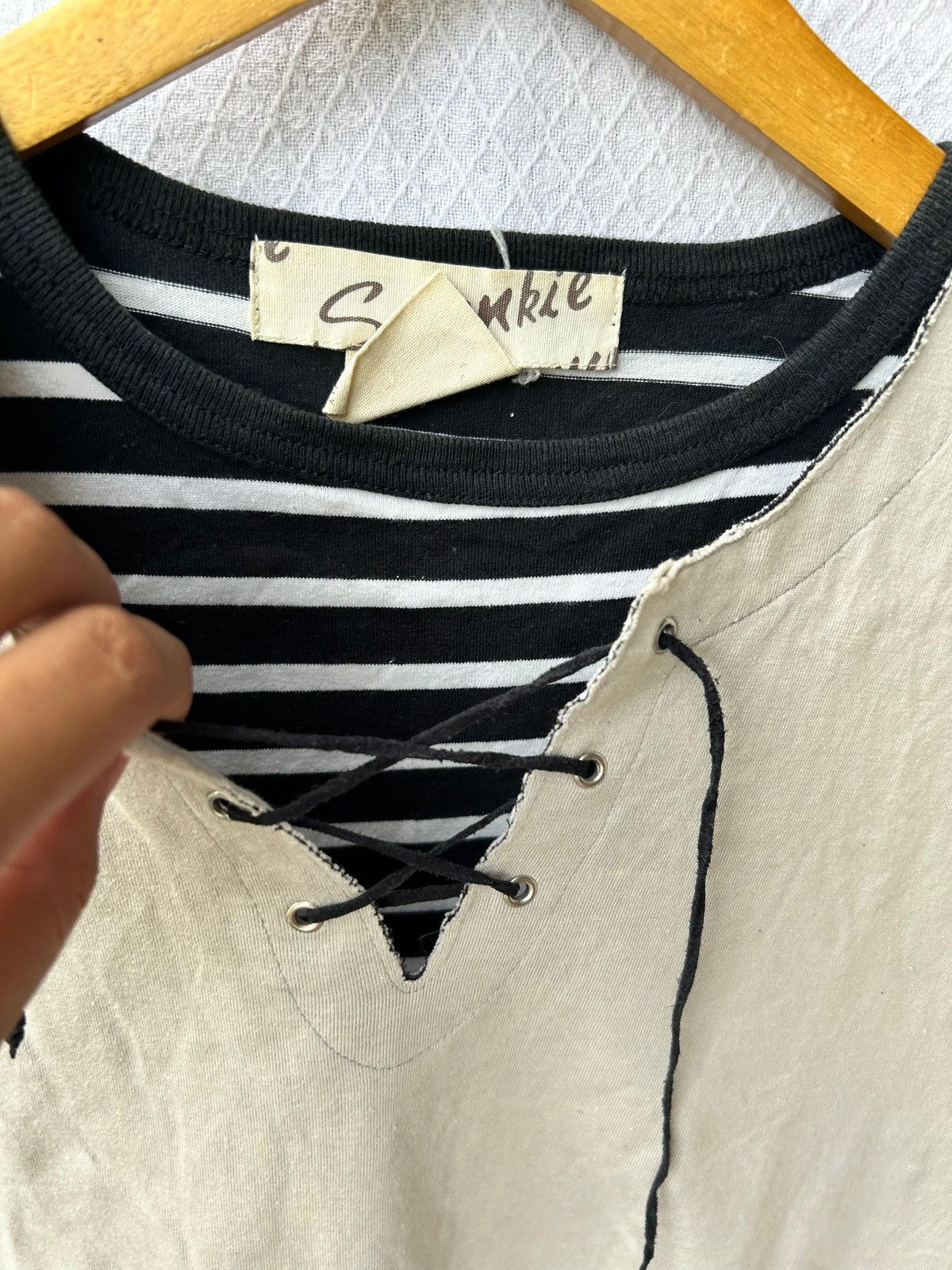 Japanese Brand Double Layer Spunkie Laces Style Stripe Shirt Size US L / EU 52-54 / 3 - 4 Thumbnail