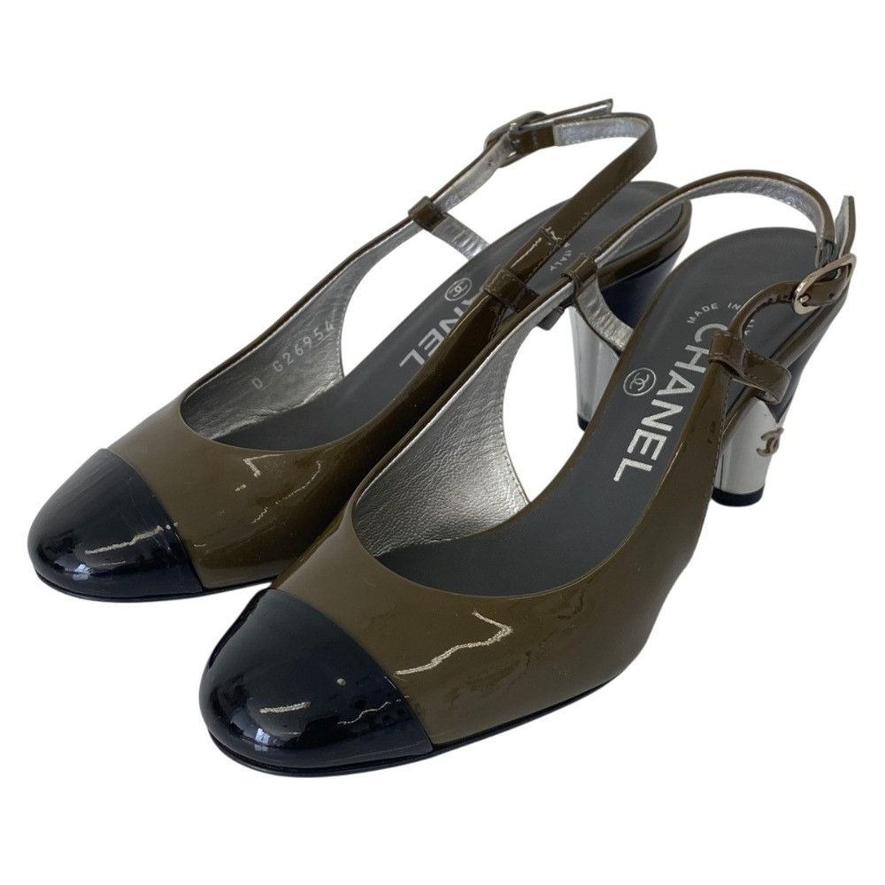 Chanel Chanel Chanel Patent Leather Slingback Pumps Leather Shoes DUTY FREE for USA Size ONE SIZE - 1 Thumbnail