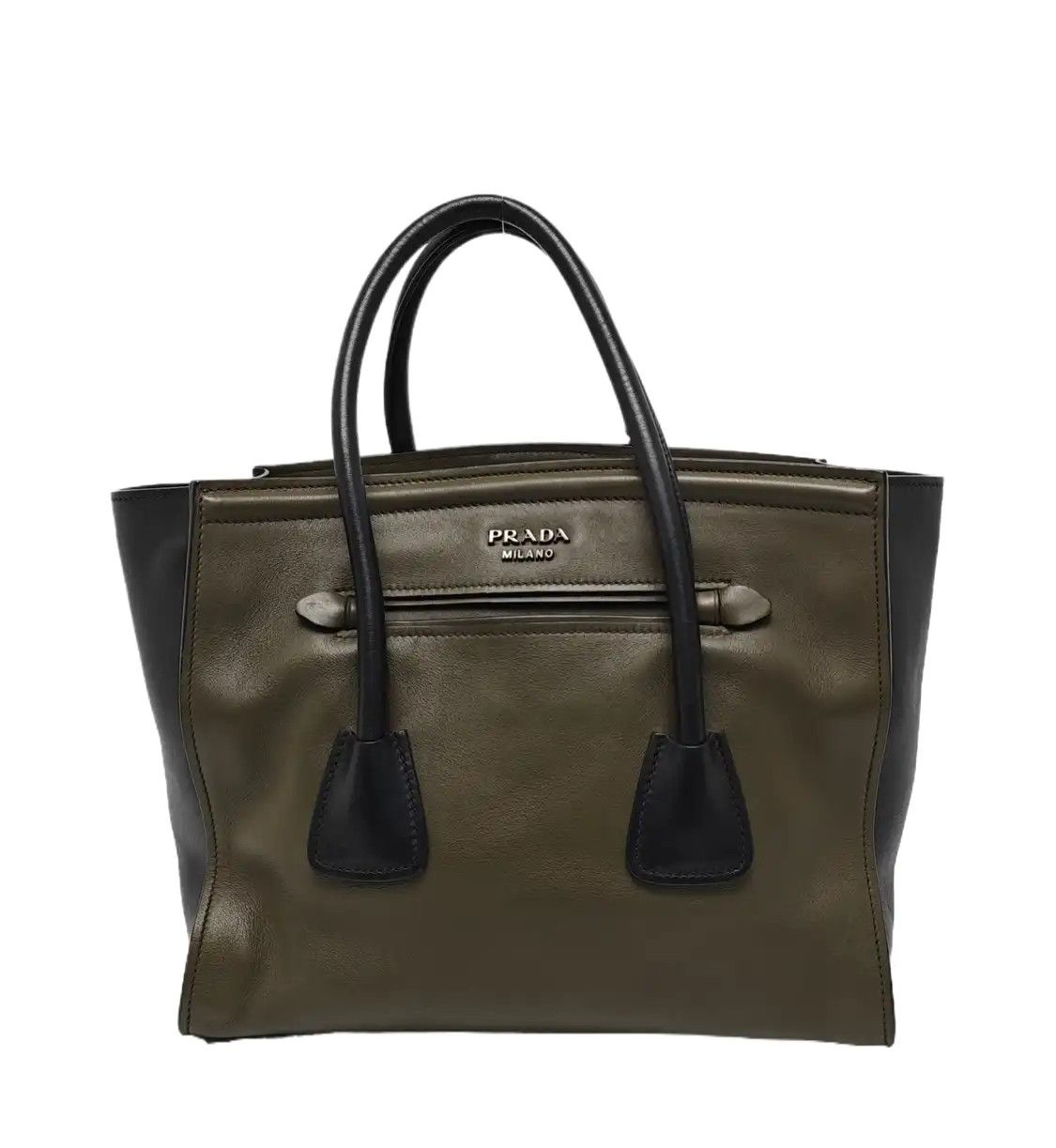 Prada PRADA Canapa green cowhide leather handbag silver hardware Size ONE SIZE - 1 Thumbnail
