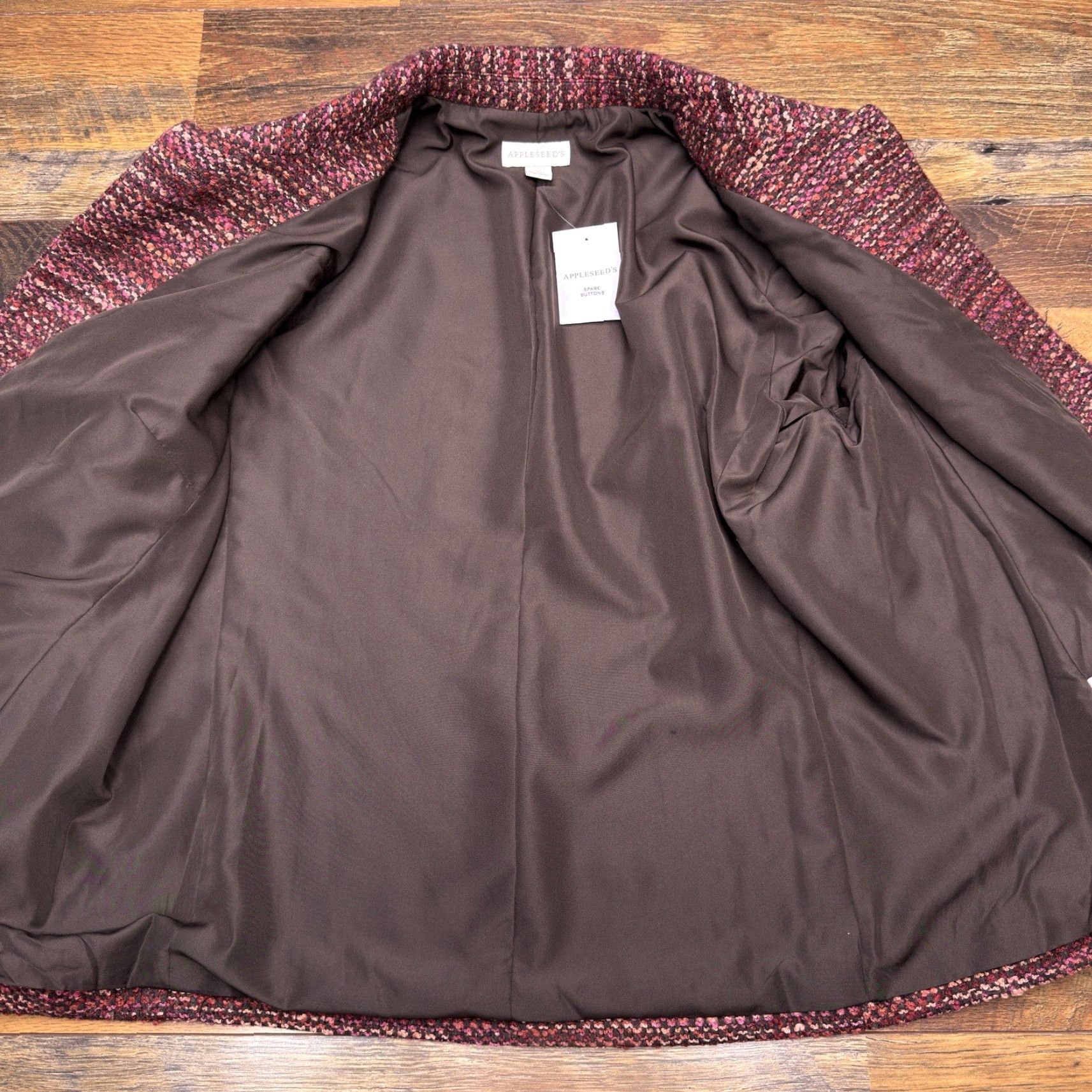 Vintage Appleseeds Tweed Blazer 20 Red Wool Blend Lined New Size 3XL / US 20-22 - 3 Thumbnail