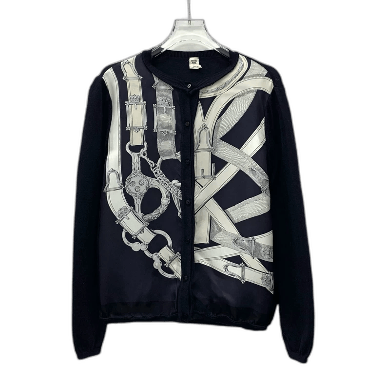 Hermes Hermes Color Block Chain Print Cardigan Sweater Size XXS / US 00 / IT 34 - 1 Thumbnail