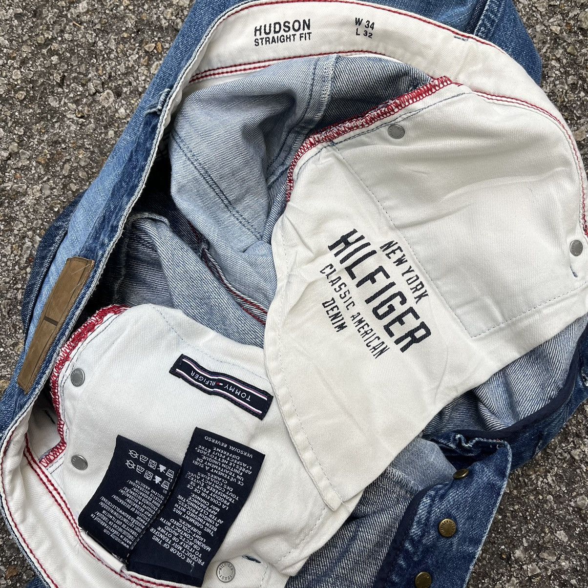 Tommy Hilfiger Tommy Hilfiger Hudson Straight Fit Patched Blue Denim Jeans Size US 33 - 8 Thumbnail