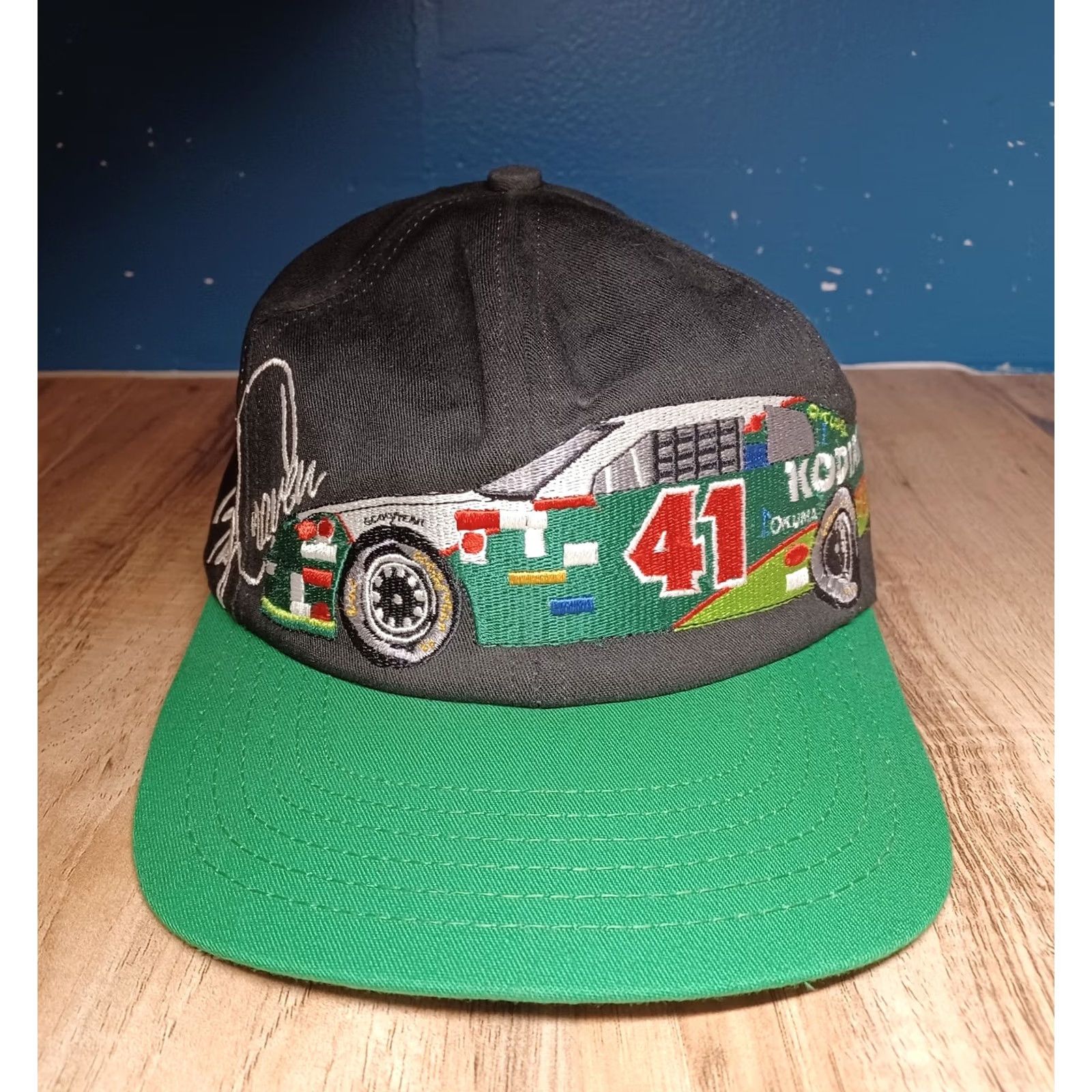 Chase Authentics VINTAGE Nascar Snapback Hat Cap Kodiak Tobacco Racing All Over Print Trucker Men Adjustable Black 80s USA Racing Hats Mens Size ONE SIZE - 2 Thumbnail