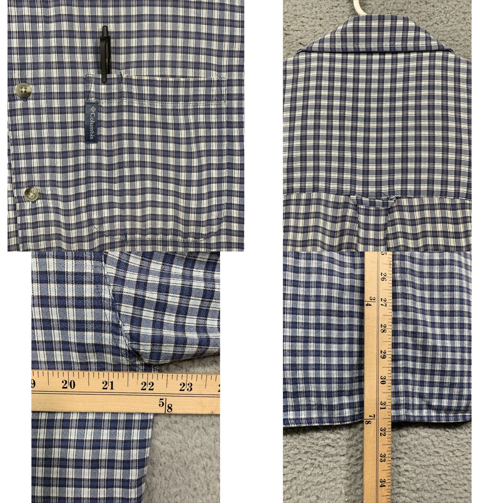Vintage Columbia Button Shirt Men’s Large Blue White Plaid Short Sleeve Logo Sportswear Size US L / EU 52-54 / 3 - 8 Thumbnail