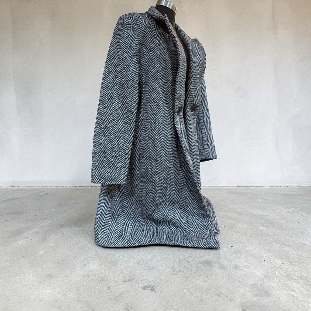 DKNY DKNY Women Herringbone Double Breasted Wool Blend Coat Large Size L / US 10 / IT 46 - 2 Thumbnail