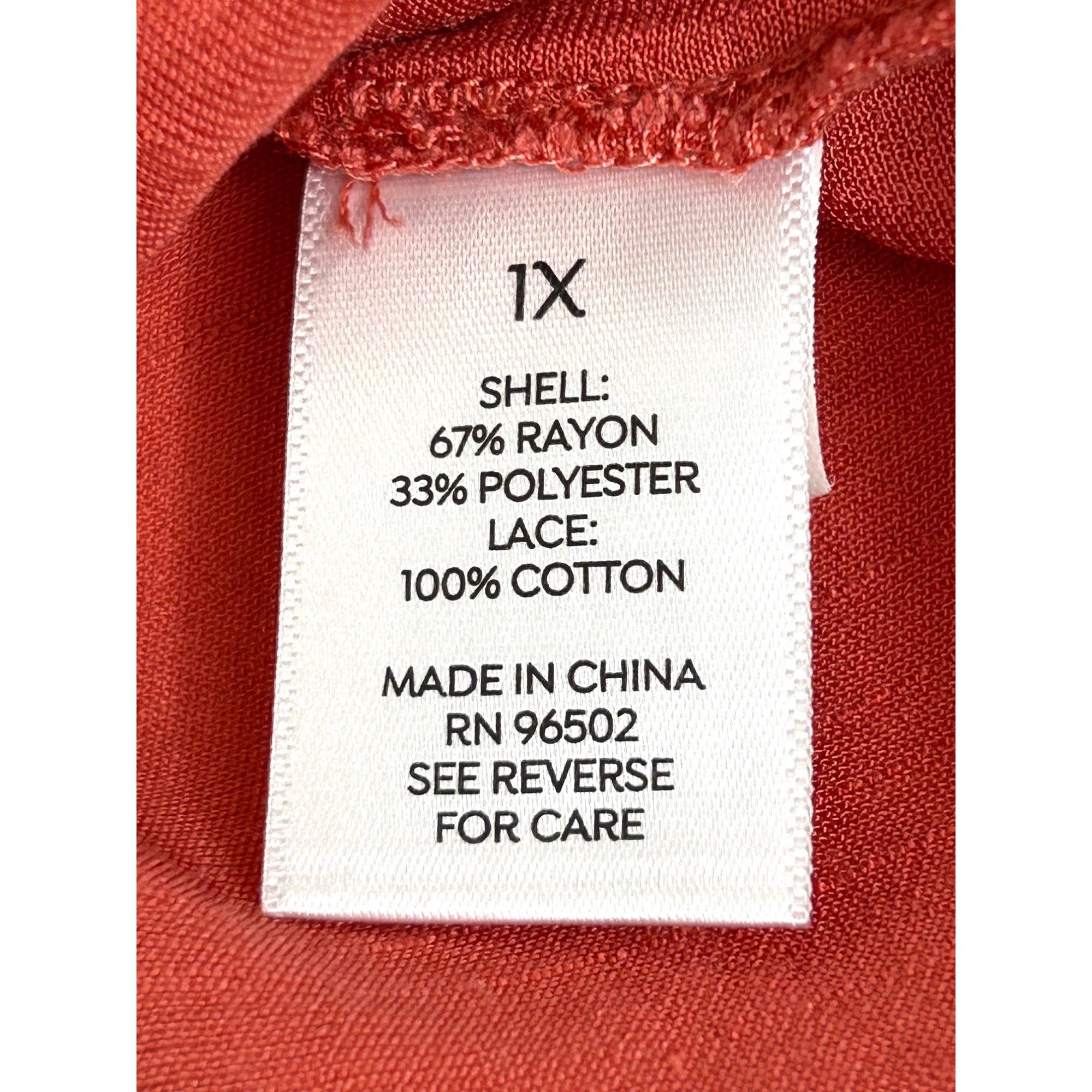 Other Westport Women’s Top Coral 1X Peasant Blouse Lace Trim Boho Size XL / US 12-14 / IT 48-50 - 6 Thumbnail