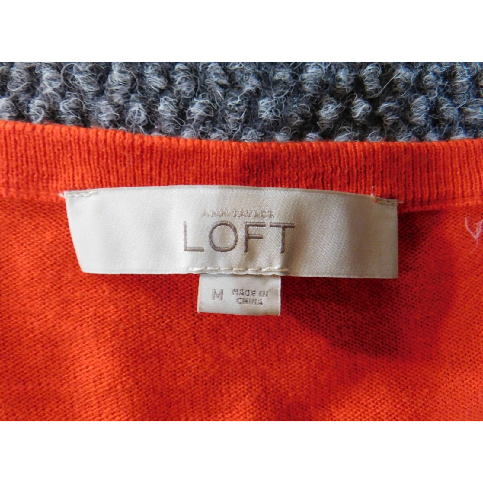 Loft LOFT Sweater Pullover Medium Orange Womens Cable Knit Stretch Crew Neck Casual Knit Pattern Regular Cotton Nylon Rayon Size M / US 6-8 / IT 42-44 - 5 Thumbnail