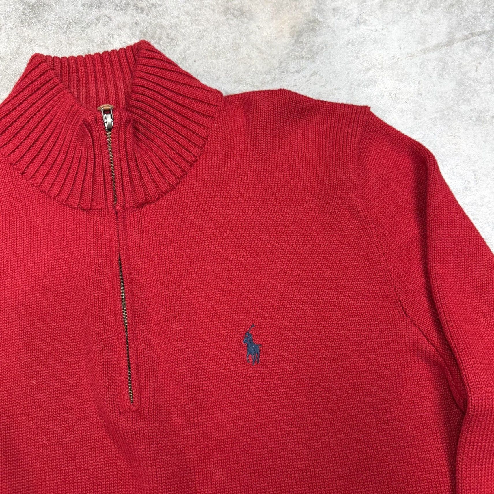 Polo Ralph Lauren Polo Ralph Lauren Sweater Mens Large Red 1/4 Zip Mock Neck Knit Pullover Pony Size US L / EU 52-54 / 3 - 5 Thumbnail