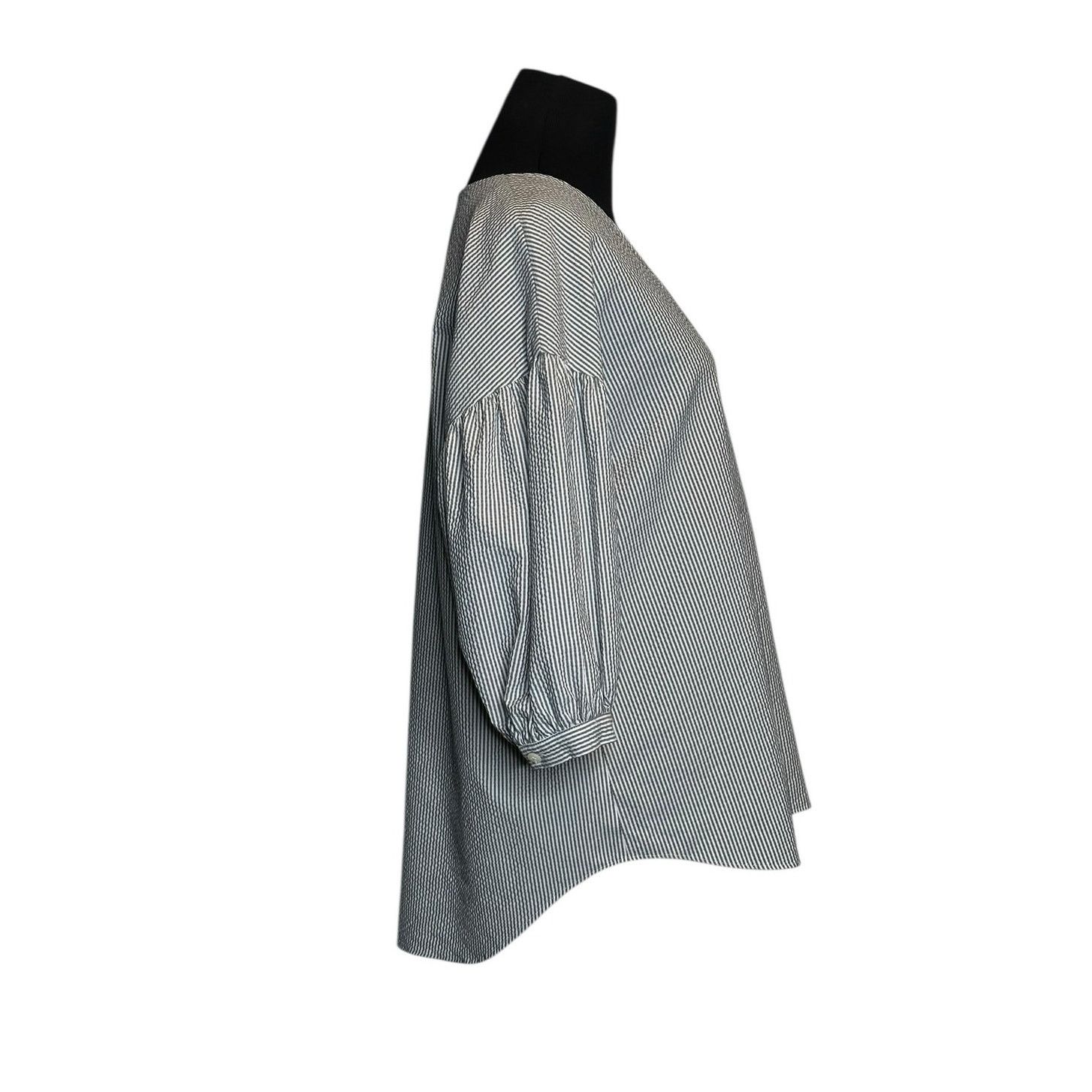 MOUSSY Moussy gray white striped 3/4 sleeves blouse size Free Size Size ONE SIZE - 7 Thumbnail