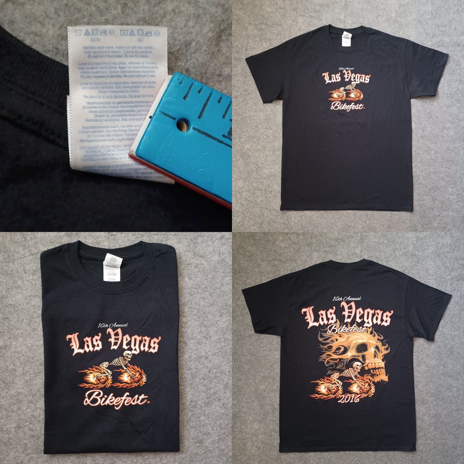 Gildan VINTAGE Las Vegas Bike Fest Shirt M Black Logo Two Side 16th Annual Skull Biker 2016 Mens Size US M / EU 48-50 / 2 - 9 Thumbnail