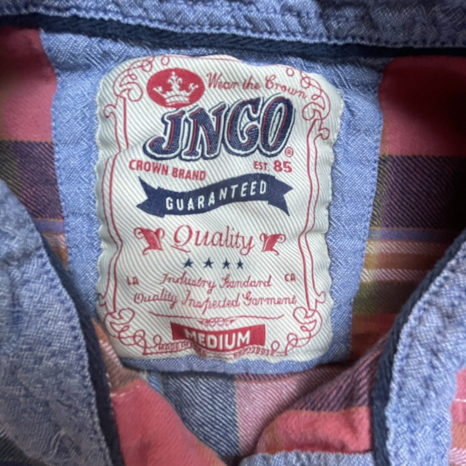 JNCO JNCO Shirt Mens Medium Plaid Flannel Denim Grunge Skater Y2K Size US M / EU 48-50 / 2 - 2 Thumbnail