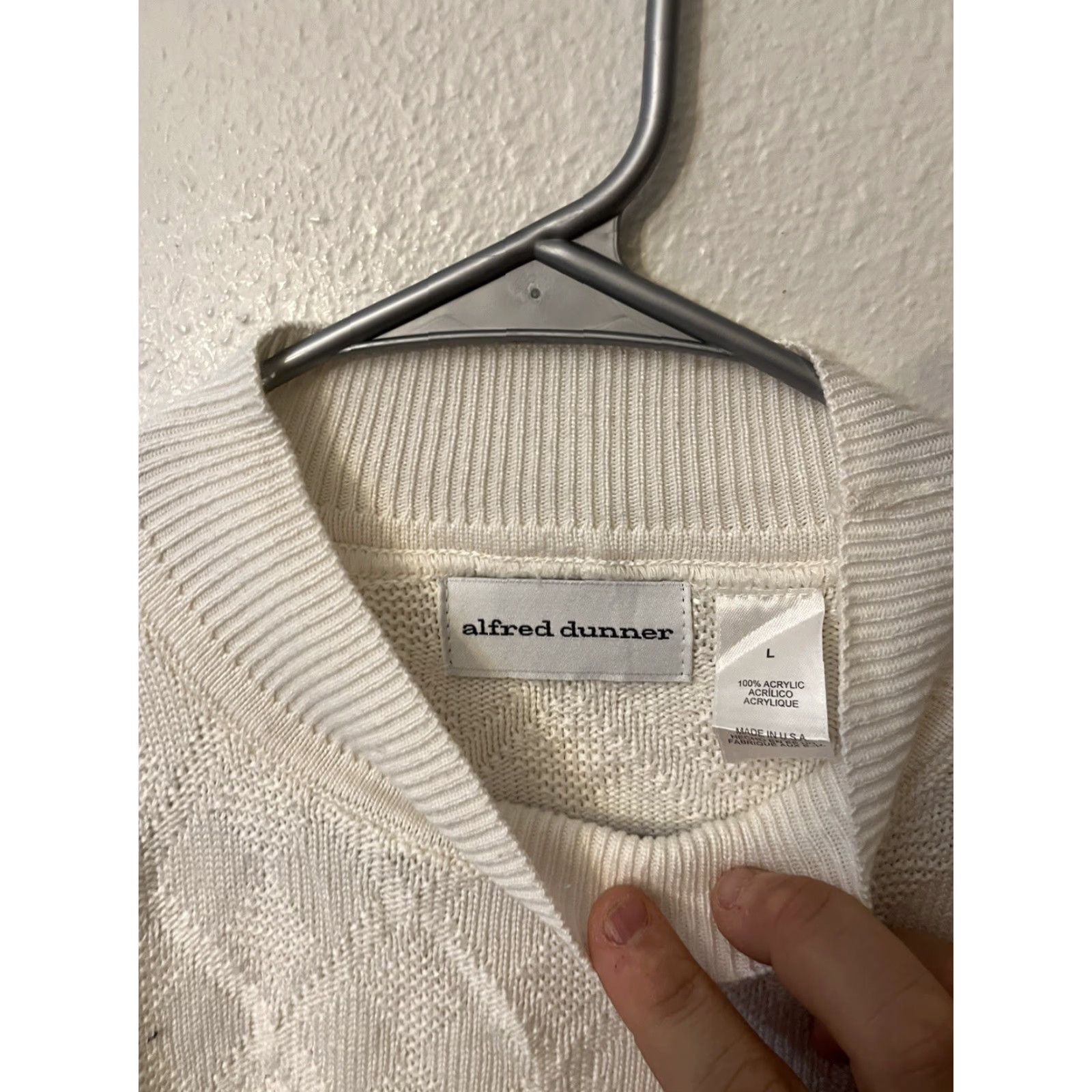 Vintage Alfred Dunner Women's White Mock Neck Sweater Acrylic L Large Pullover Knit Lightweight Size L / US 10 / IT 46 - 3 Thumbnail
