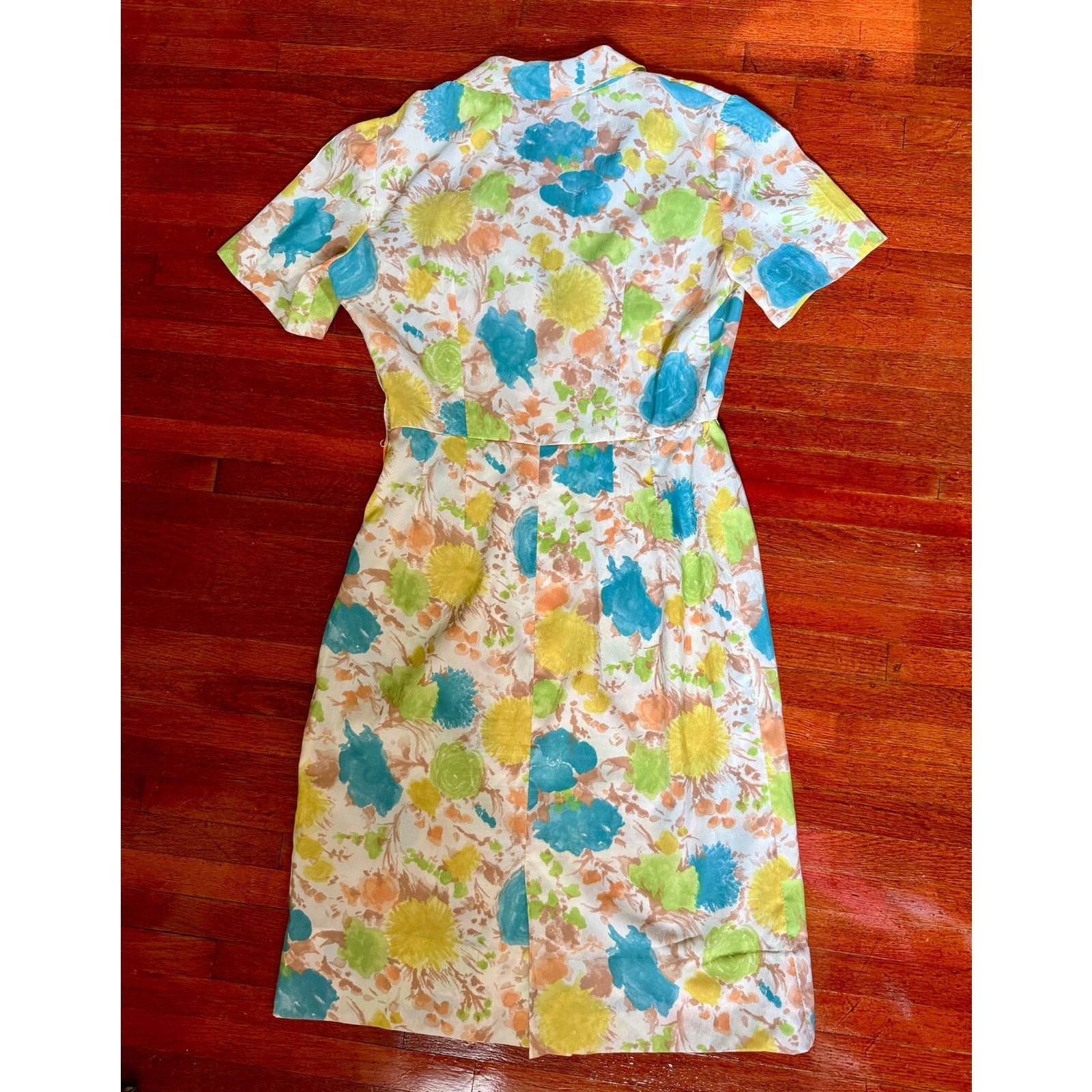 Vintage Vintage 50's 60’s White Blue Scarf Sheath Dress XS Small Size S / US 4 / IT 40 - 2 Thumbnail