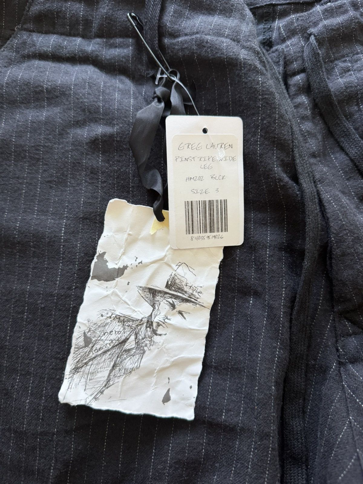 Greg Lauren Greg Lauren black pinstripe wide leg cargo size 3 Size US 36 / EU 52 - 3 Thumbnail