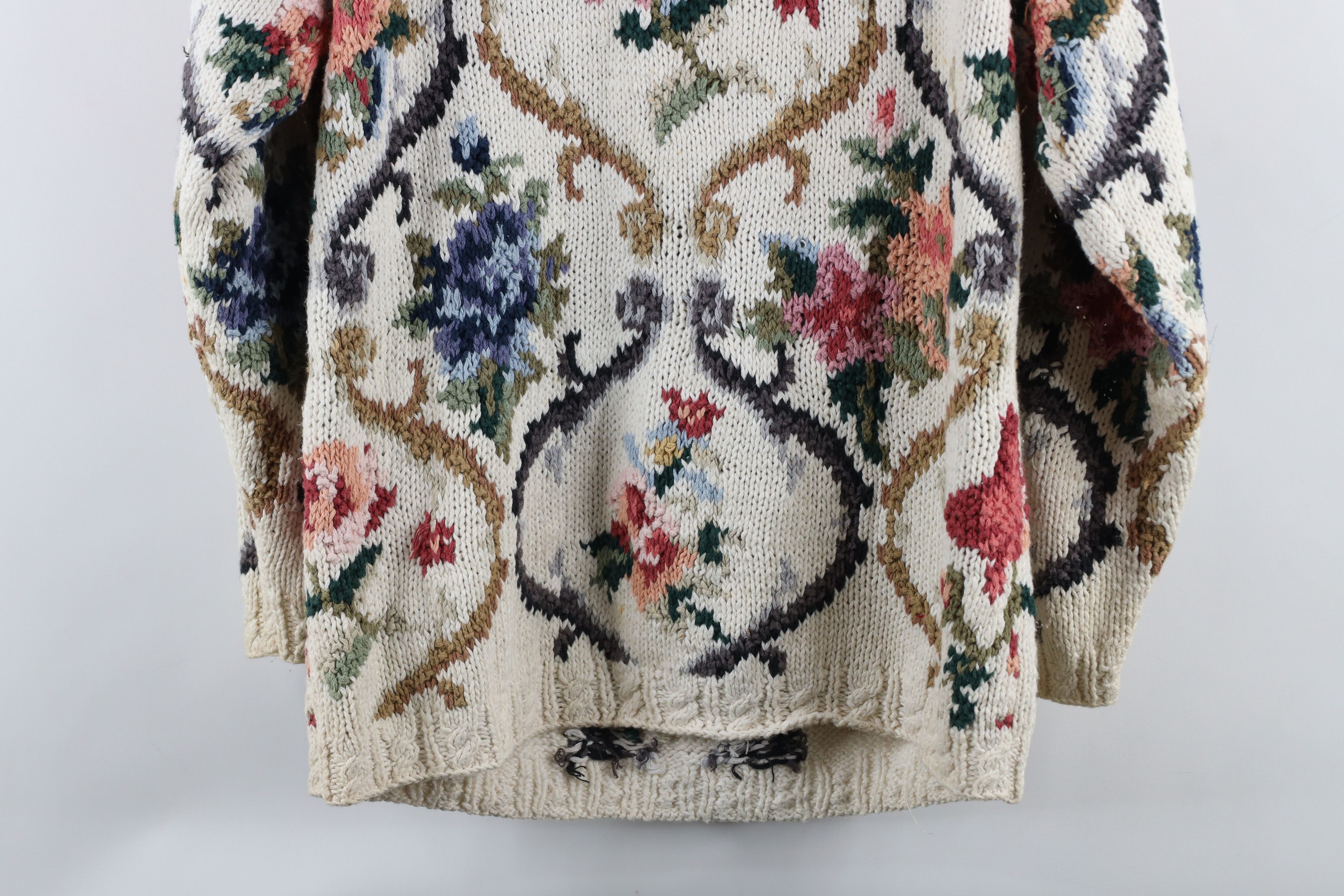 Vintage Vintage 90s Country Primitive Knit Flower Floral Sweater Size M / US 6-8 / IT 42-44 - 11 Thumbnail