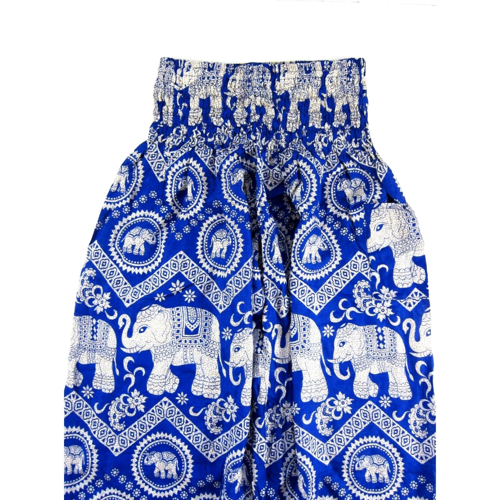 Vintage Vintage Thailand Rayon Blue White Elephant Floral Pocket Wide Leg Jogger Pant M Size 32" / US 10 / IT 46 - 6 Thumbnail