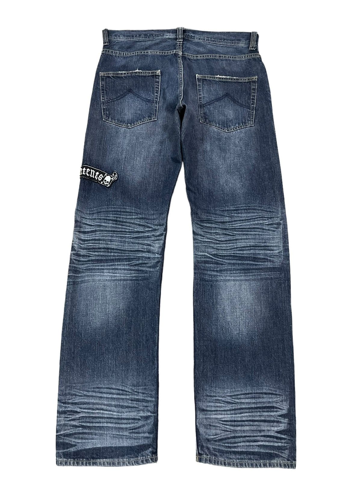 Seditionaries Vintage Y2K Punk Style Patches Denim Loose Distressed Jeans Size US 33 - 7 Thumbnail
