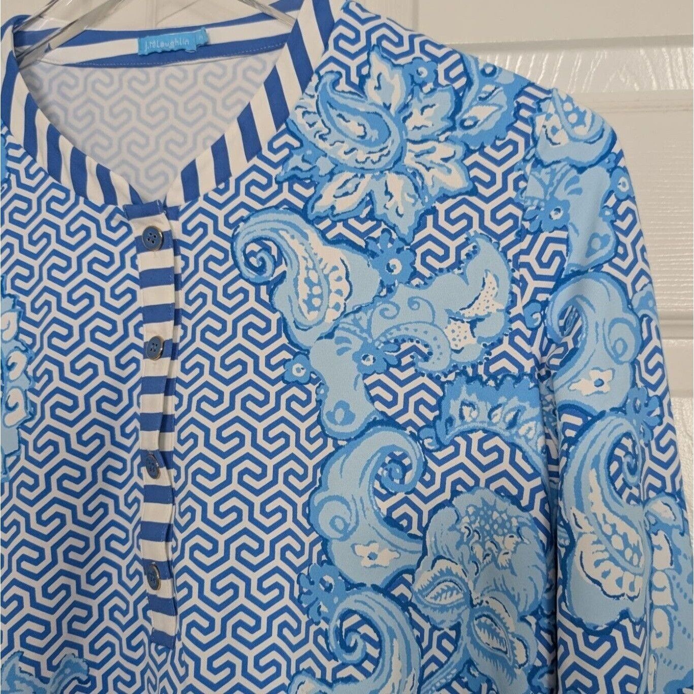 Designer J McLaughlin Catalina Cloth Blouse Womens Size Medium Blue Size M / US 6-8 / IT 42-44 - 2 Thumbnail