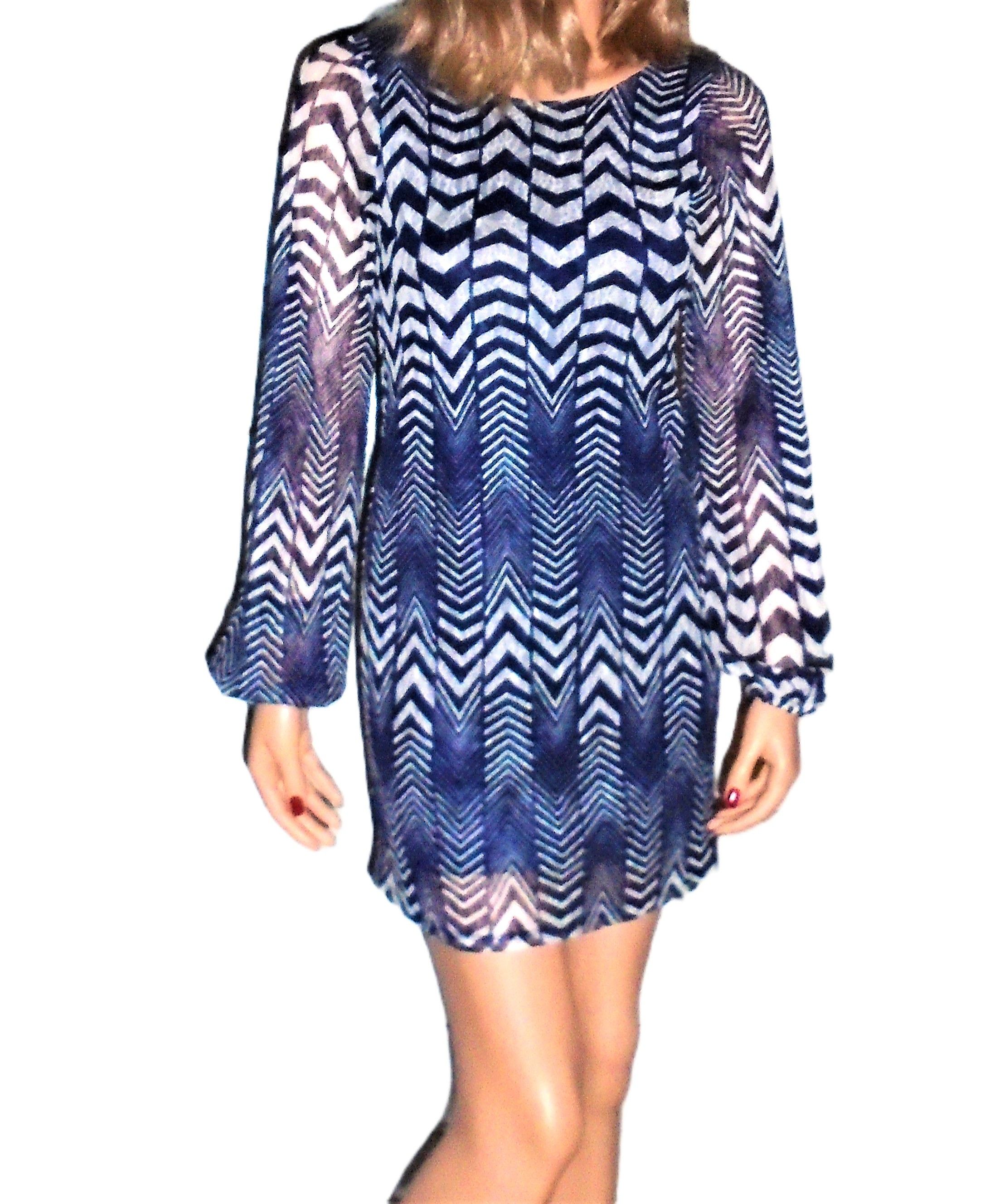 Other Fire Los Angeles Navy Blue White Zig Zag Dress S Size S / US 4 / IT 40 - 1 Thumbnail